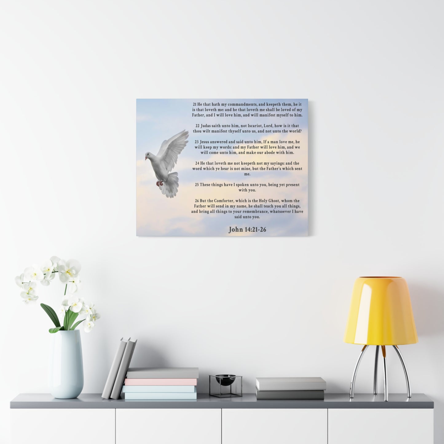 Scripture Walls John 14:21-26 KJV Christian Wall Art Print Ready to Hang Unframed