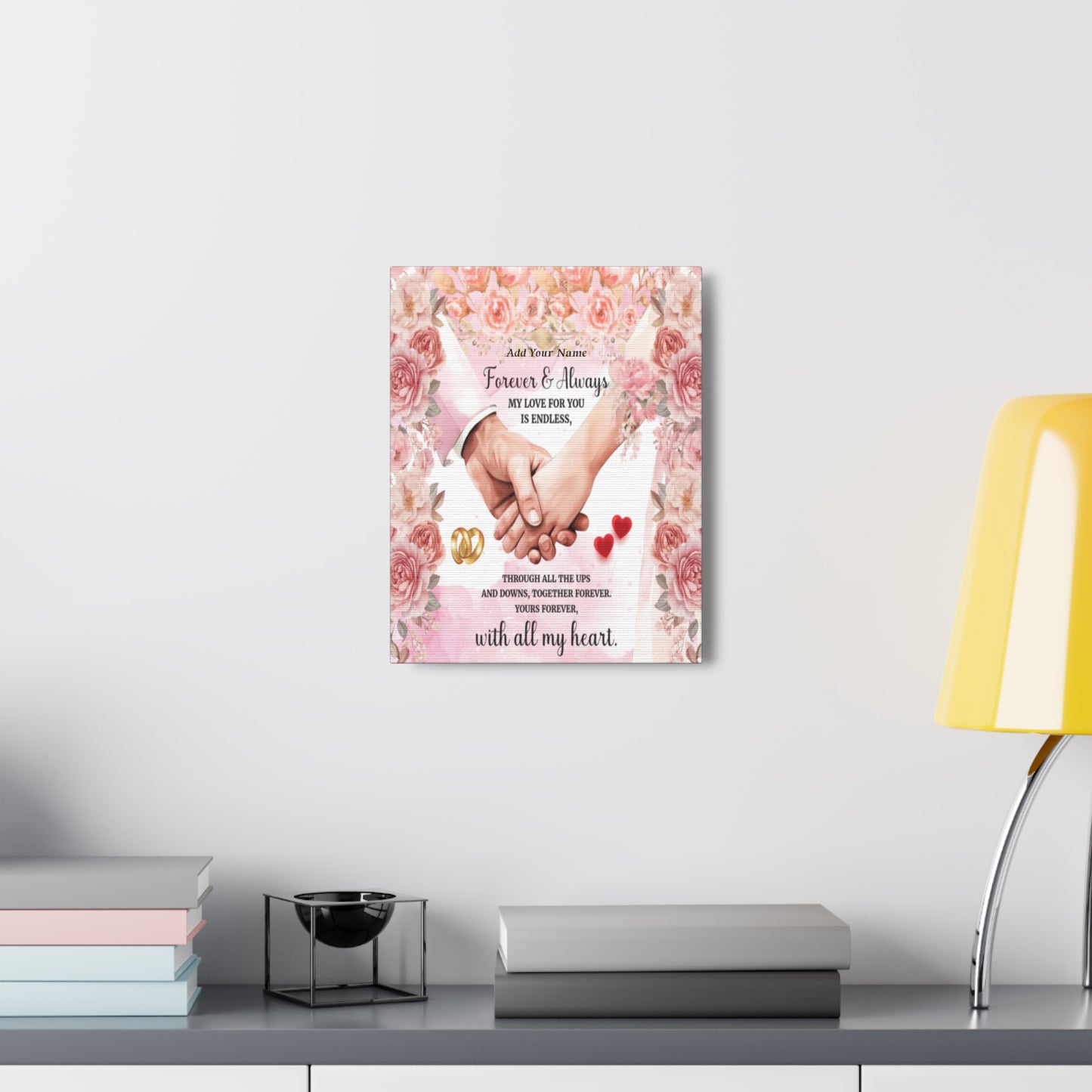Personalized To My Wife Forever & Always Floral Canvas Wall Art – Romantic Wedding & Anniversary Gift
