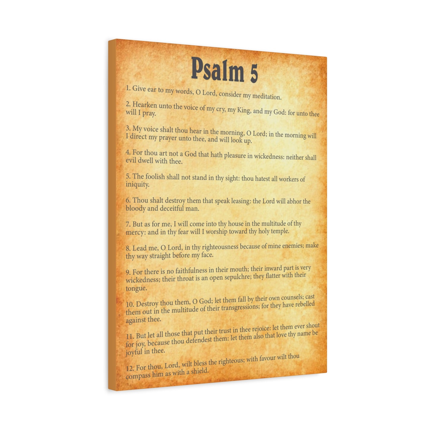 Scripture Walls Psalm 5 Gold Bible Chapter Canvas Christian Wall Art Ready to Hang