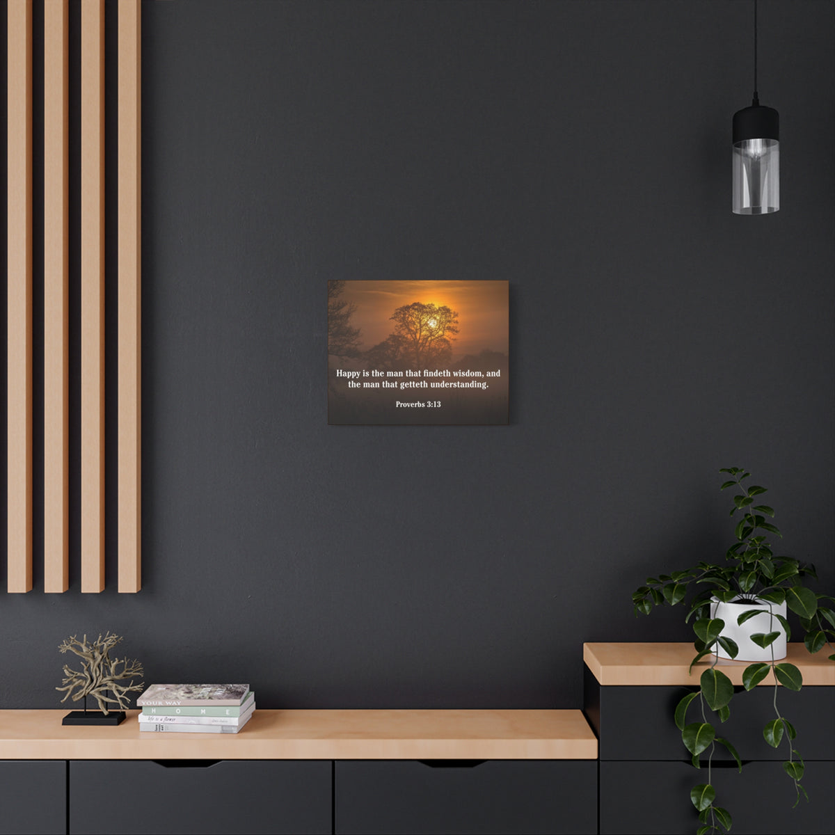 Scripture Canvas Happy is The Man Proverbs 3:13 Christian Wall Art Bible Verse Print Ready to Hang