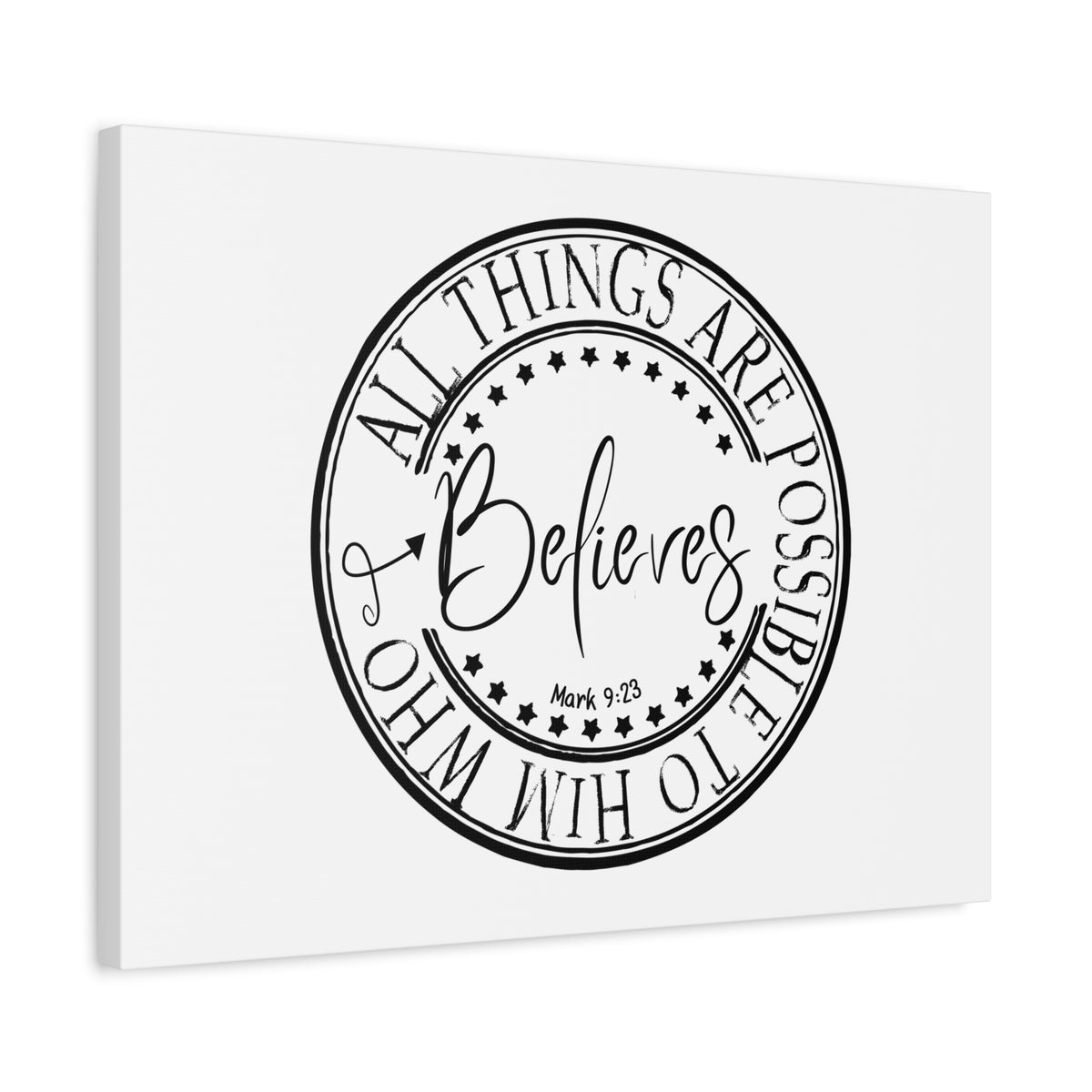 Scripture Canvas All Things Are Possible Mark 9:23 Christian Wall Art Bible Verse Print Ready to Hang