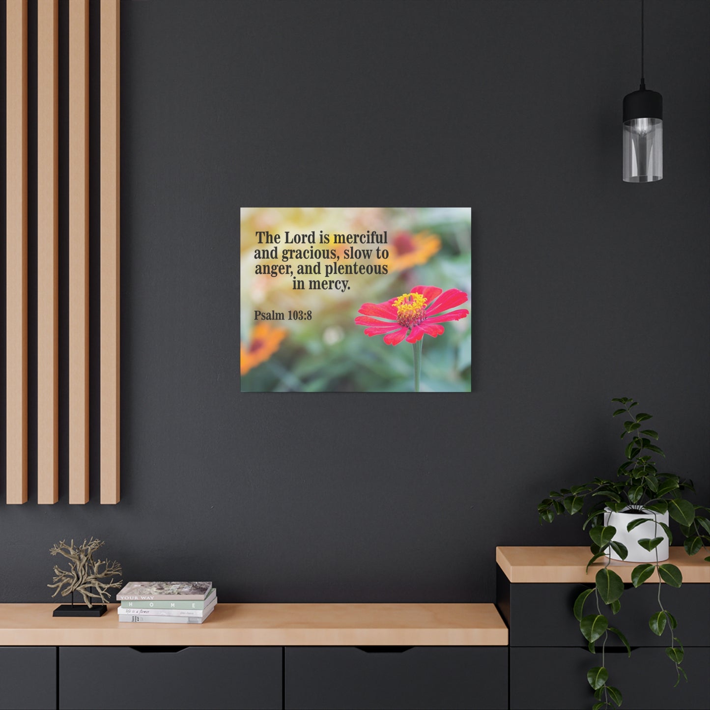 Scripture Canvas The Lord is Merciful and Gracious Psalm 103:8 Christian Wall Art Bible Verse Print Ready to Hang