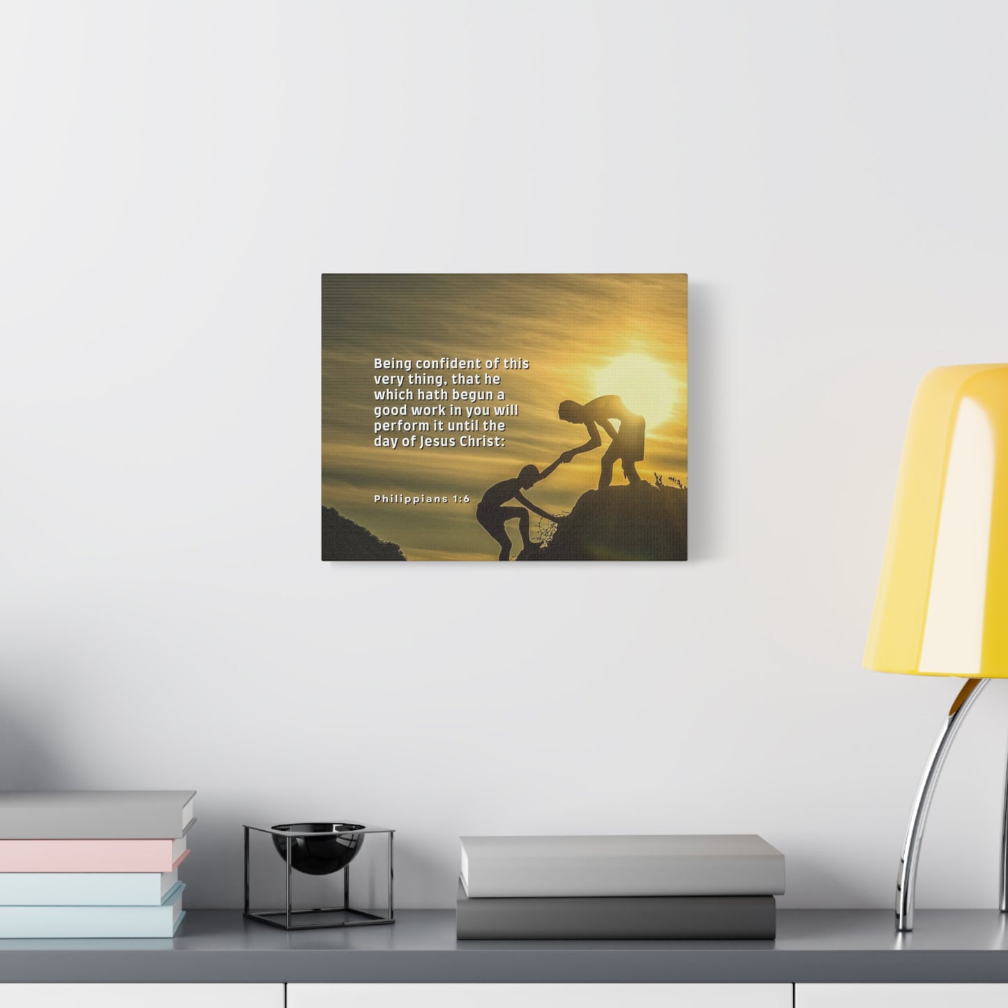 Scripture Canvas Being Confident Philippians 1:6 Christian Wall Art Bible Verse Print Ready to Hang