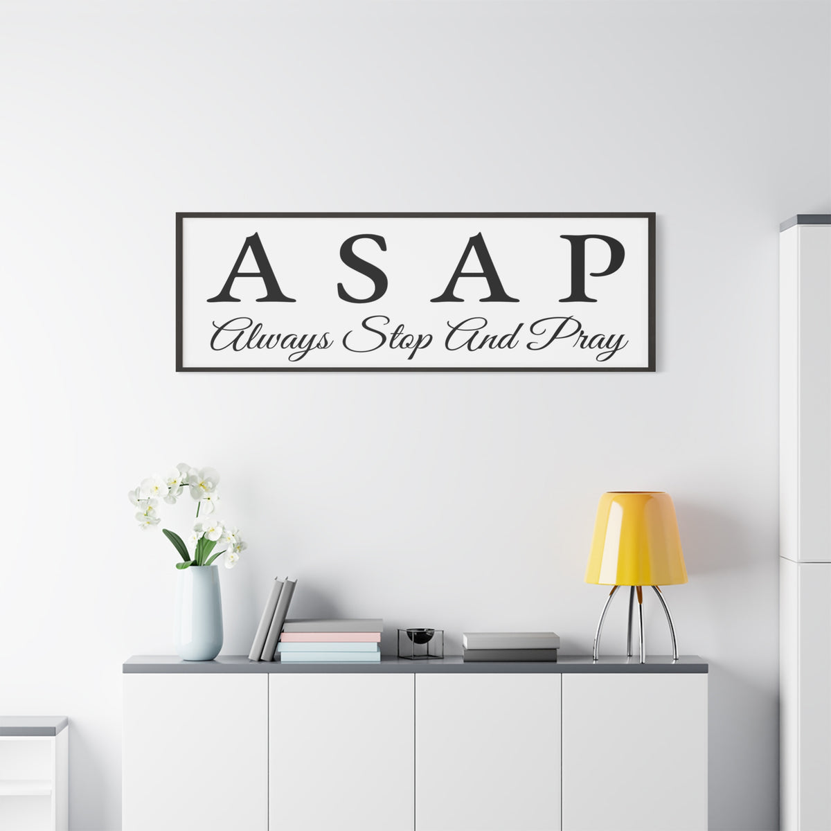 Scripture Walls Stop & Pray 1 Thessalonians 5:17 White Bible Verse Canvas Christian Wall Art Ready to Hang Unframed