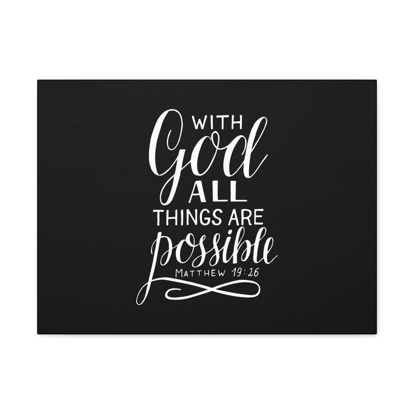 With God All Things Are Possible Matthew 19:26 Black Christian Wall Art Bible Verse Print Ready to Hang