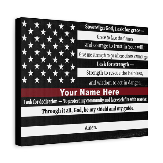 Personalized Firefighter's Prayer Bible Canvas Christian Wall Art Ready to Hang Unframed