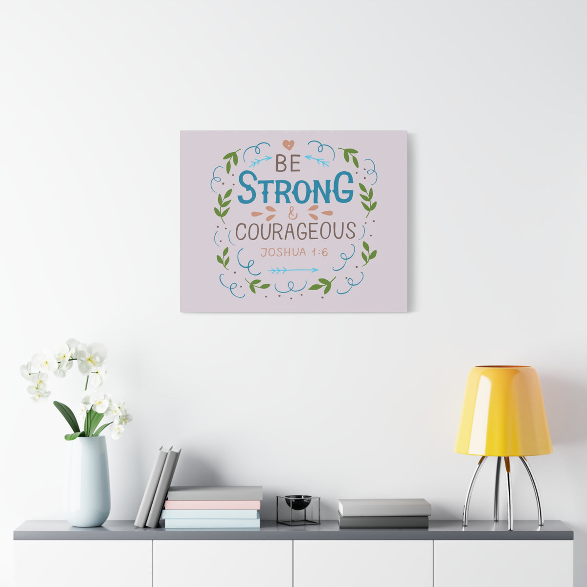 Scripture Canvas Be Strong Pink Joshua 1:6 Christian Wall Art Bible Verse Print Ready to Hang