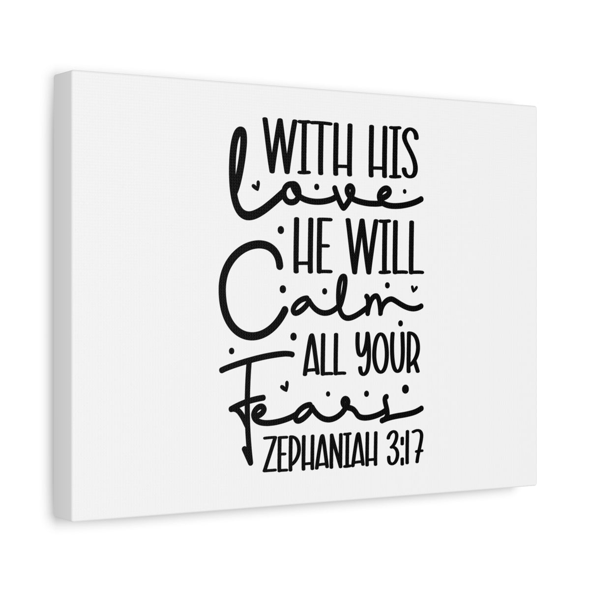 Scripture Canvas With His Love Zephaniah 3:17 Christian Wall Art Bible Verse Print Ready to Hang