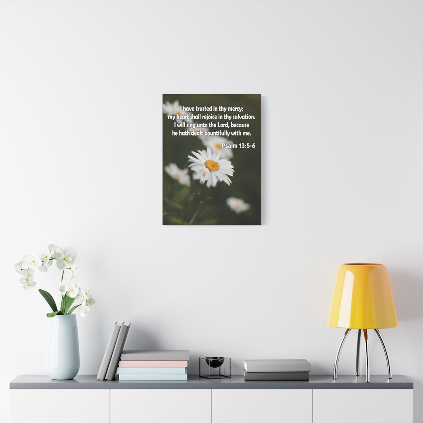 Scripture Canvas Rejoice in Thy Salvation Psalm 13:5-6 Christian Wall Art Bible Verse Print Ready to Hang