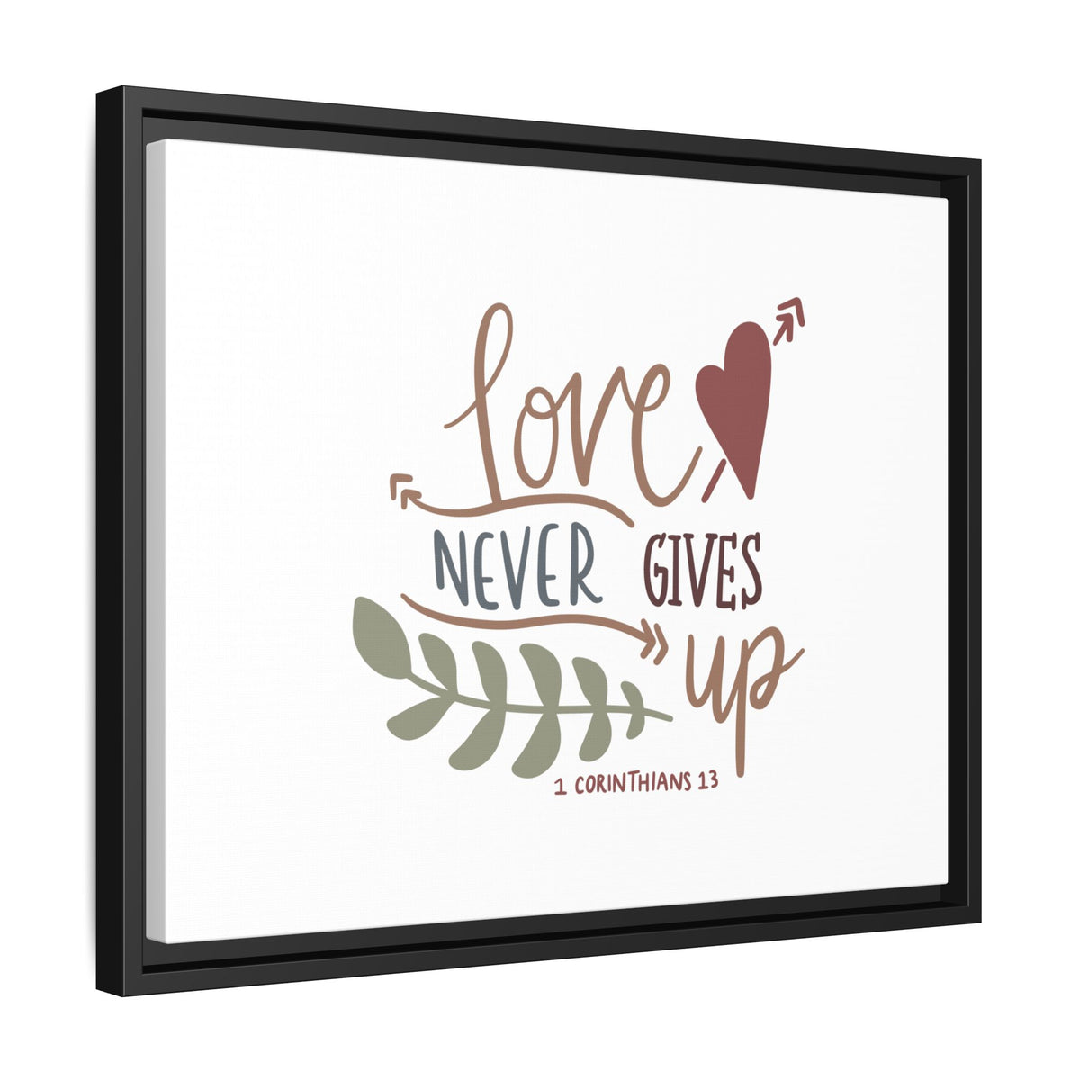 Scripture Canvas Love Never Gives Up 1 Corinthians 13 Christian Wall Art Bible Verse Print Ready to Hang