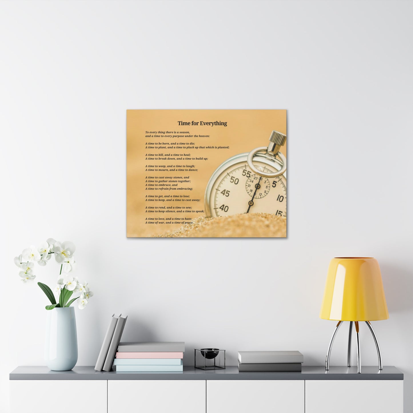 Time For Everything Watch In The Sand Ecclesiastes 3:4 Bible Verse Canvas Christian Wall Art Ready to Hang