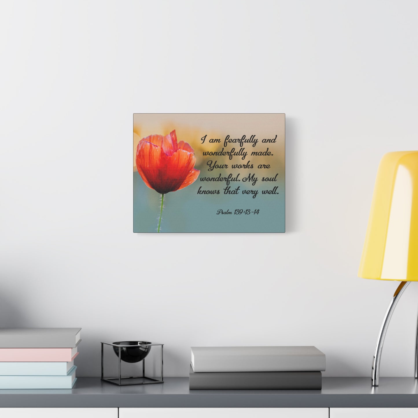 Bible Verse Canvas I Am Fearfully and Wonderfully Made Psalm 139:13-14 Christian Home Décor Wall Art Scripture Ready to Hang Faith Print