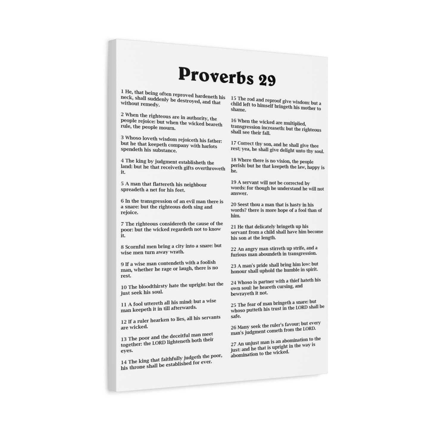 Scripture Walls Proverbs Chapter 29 White Bible Canvas Christian Wall Art Ready to Hang Unframed