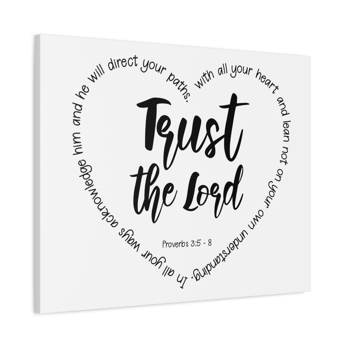 Scripture Canvas Trust The Lord Proverbs 3:5 - 8 Christian Wall Art Bible Verse Print Ready to Hang