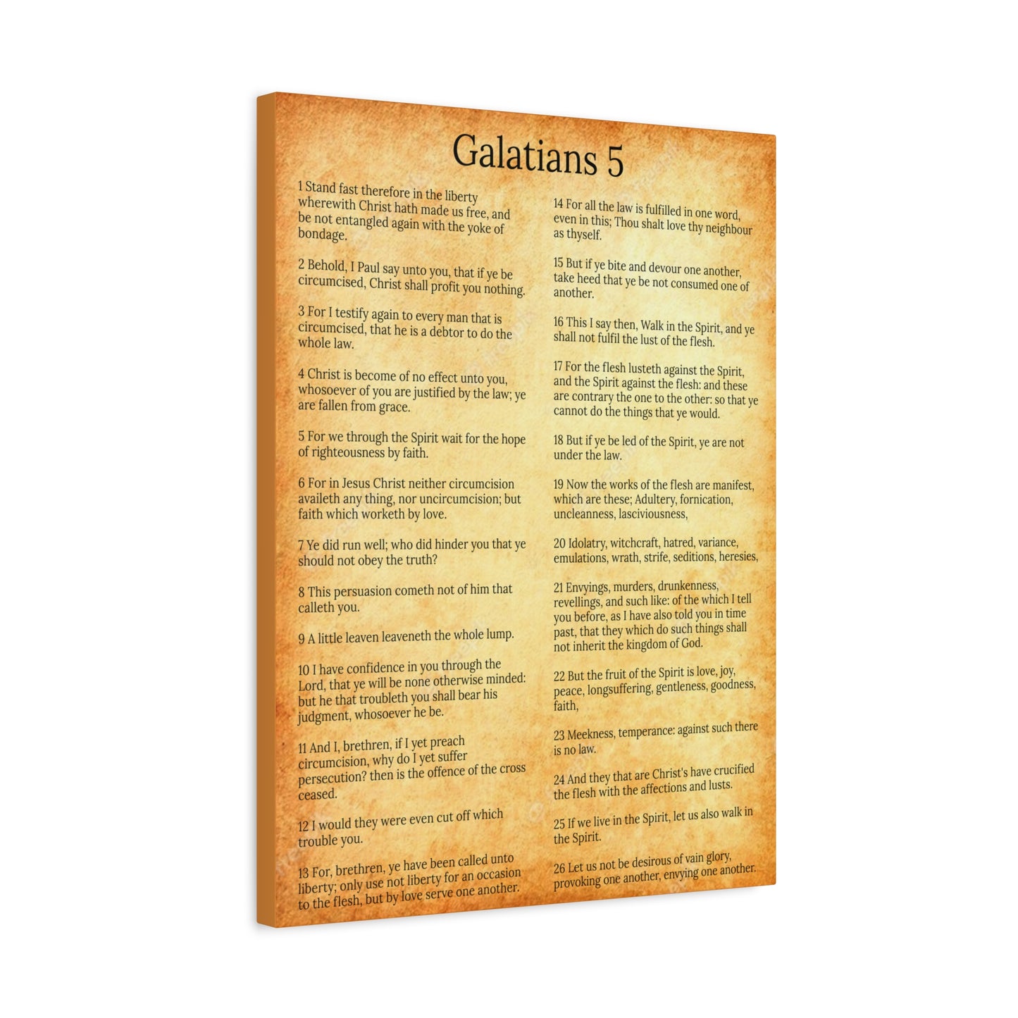 Scripture Walls Galatians 5 Chapter Gold Fruit of the Spirit Christian Wall Art Print Ready to Hang Unframed