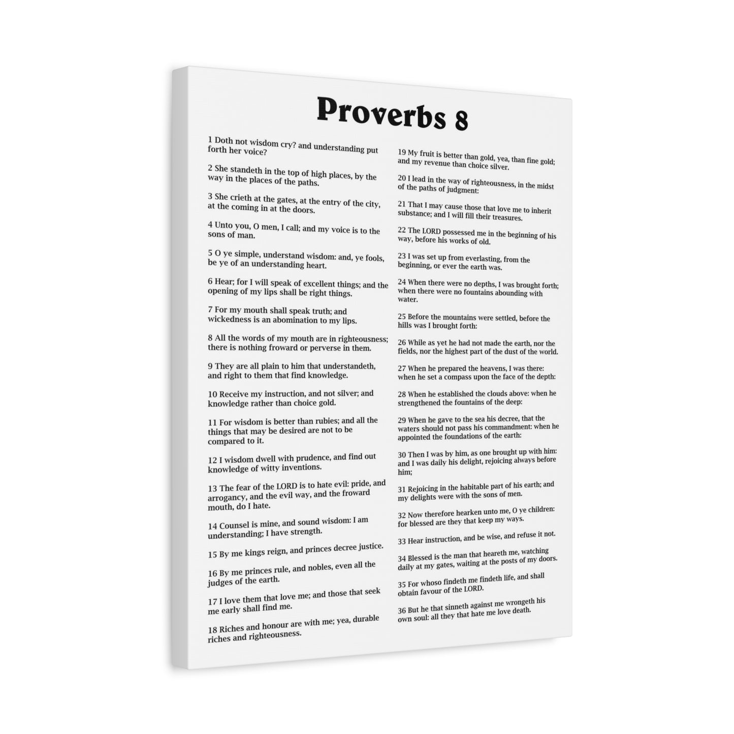 Scripture Walls Proverbs Chapter 8 White Bible Canvas Christian Wall Art Ready to Hang Unframed