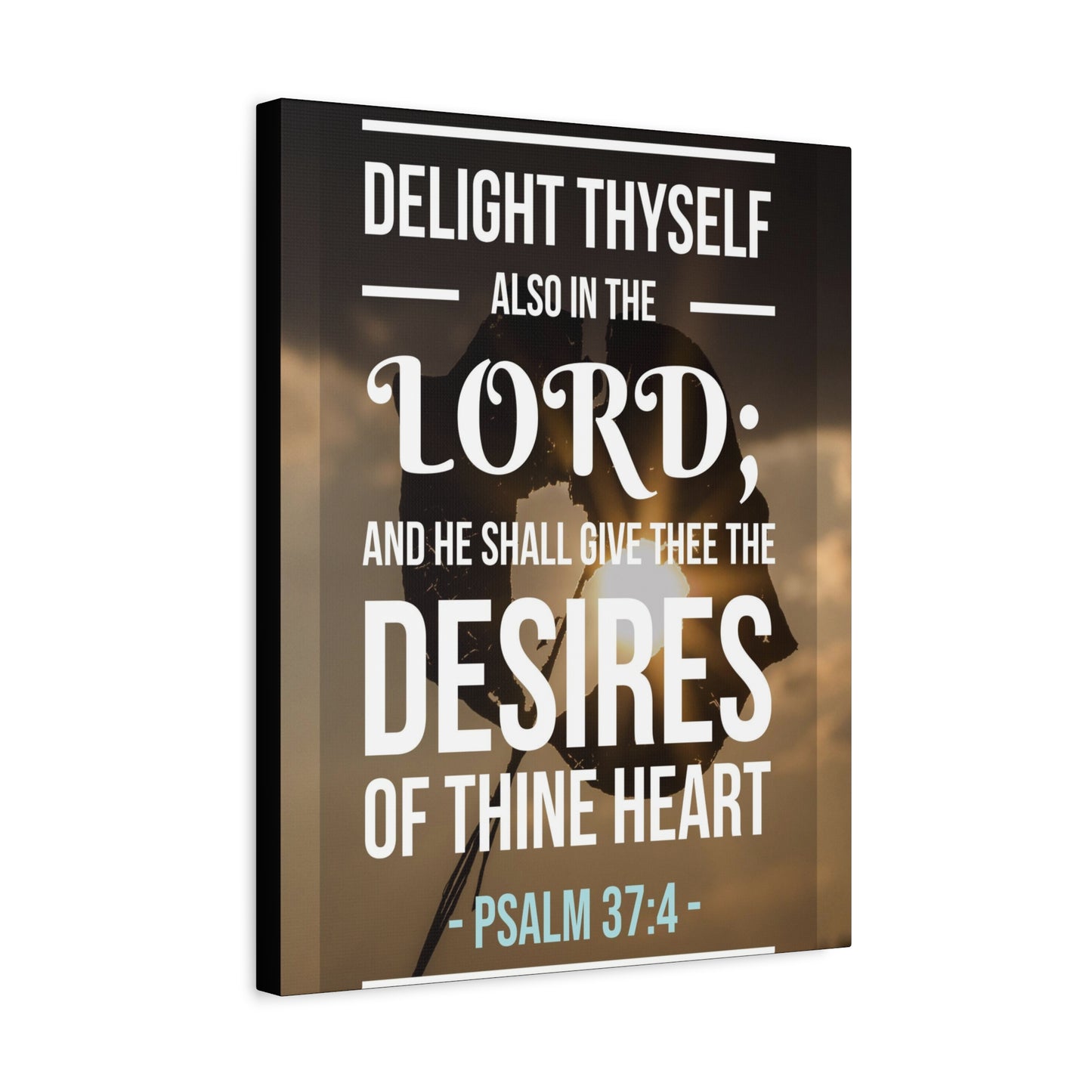 Scripture Canvas Delight Thyself Psalm 37:4 Christian Wall Art Bible Verse Print Ready to Hang