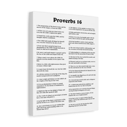 Scripture Walls Proverbs Chapter 16 White Bible Canvas Christian Wall Art Ready to Hang Unframed
