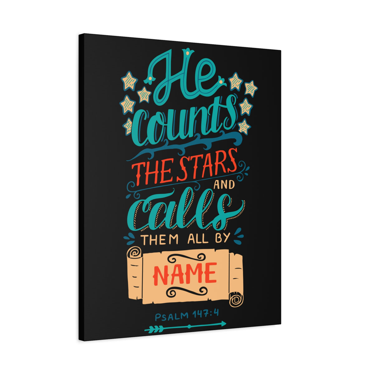 Scripture Canvas He Counts The Stars Psalm 147:4 Christian Wall Art Bible Verse Print Ready to Hang