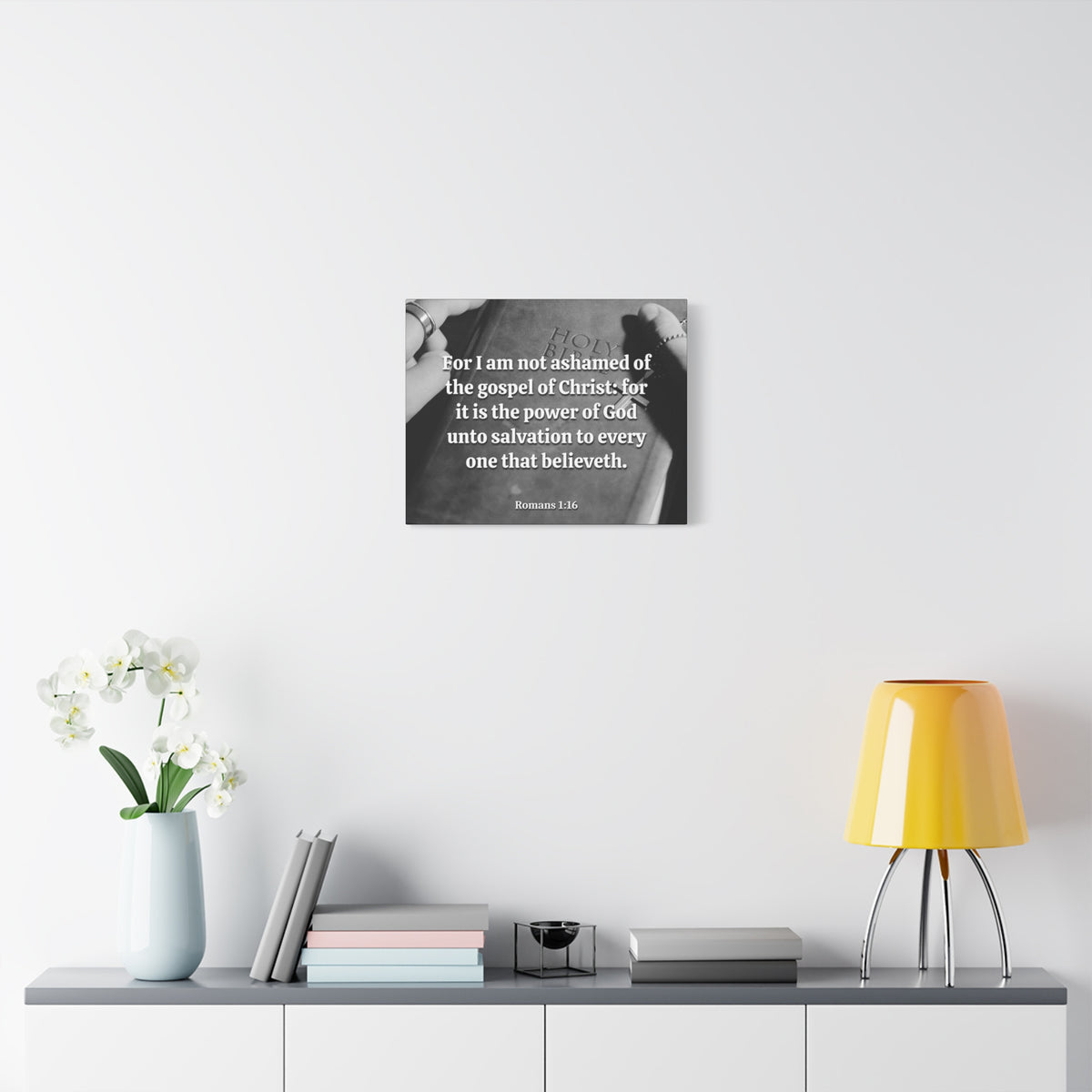 Scripture Canvas God Unto Salvation Romans 1:16 Christian Wall Art Bible Verse Print Ready to Hang