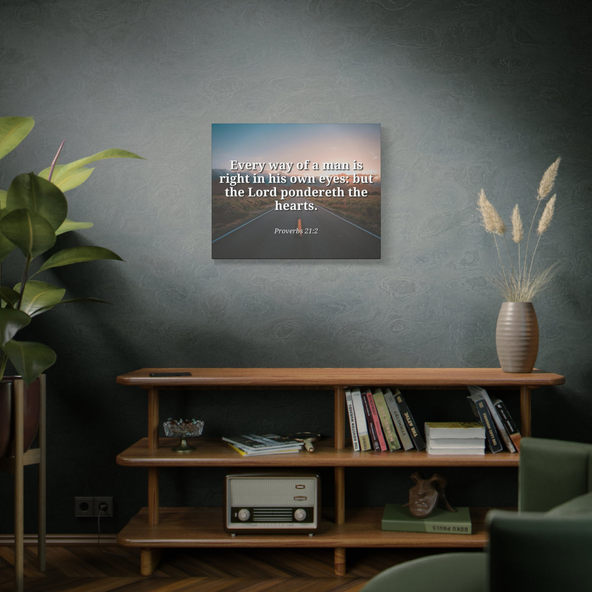 Scripture Canvas The Hearts Proverbs 21:2 Christian Wall Art Bible Verse Print Ready to Hang