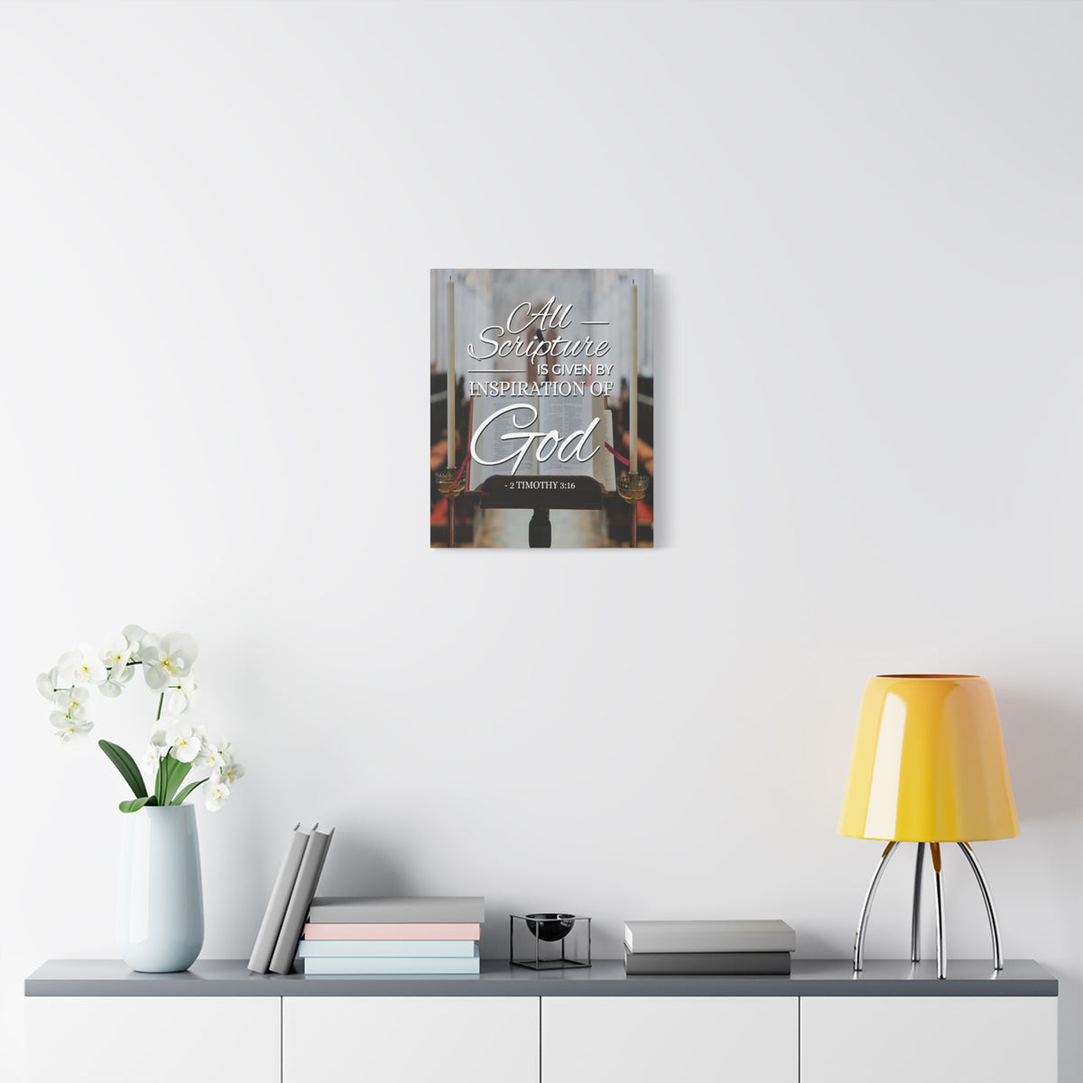 Scripture Canvas All Scripture 2 Timothy 3:16 Christian Wall Art Bible Verse Print Ready to Hang