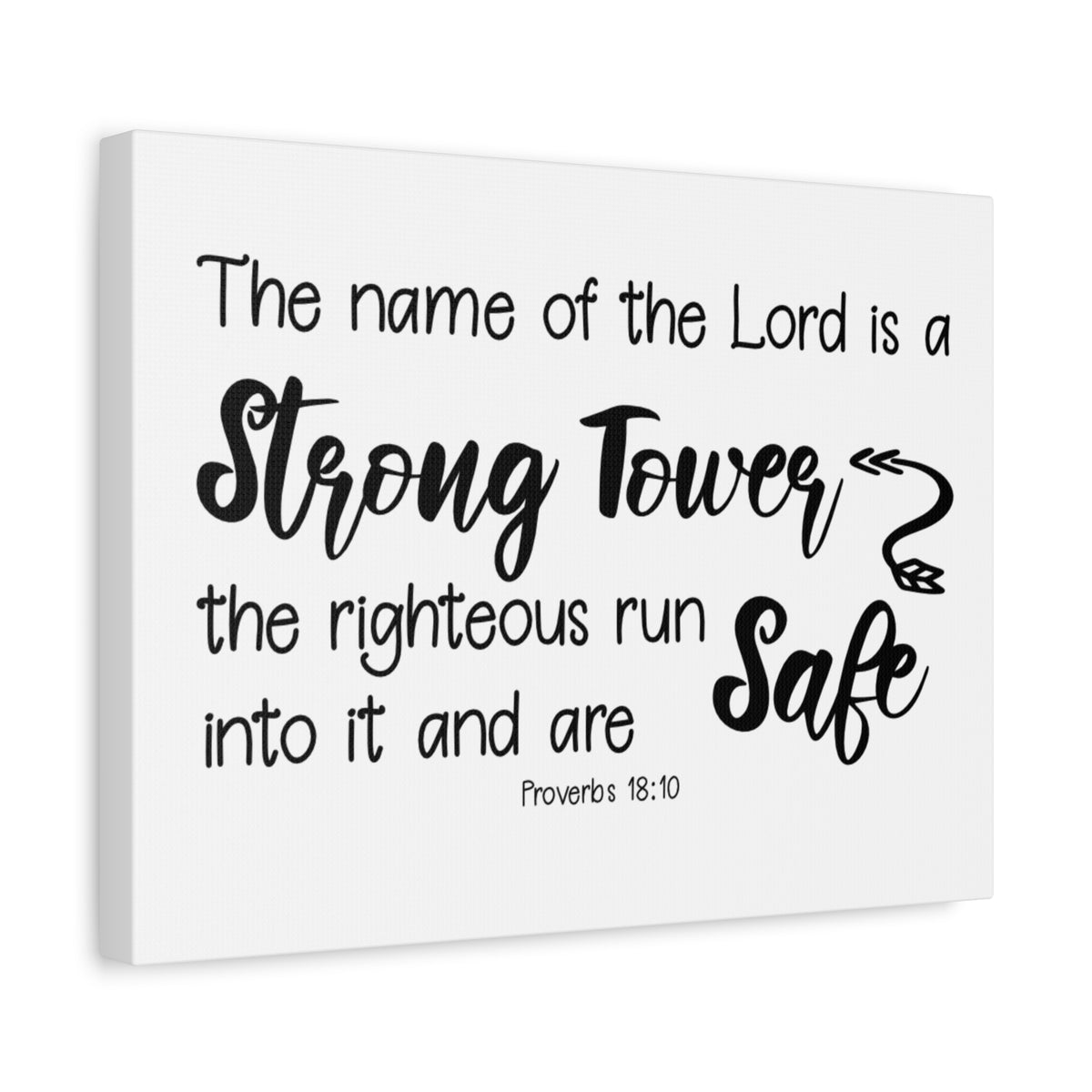 Scripture Canvas Strong Tower Proverbs 18:10 Christian Wall Art Bible Verse Print Ready to Hang