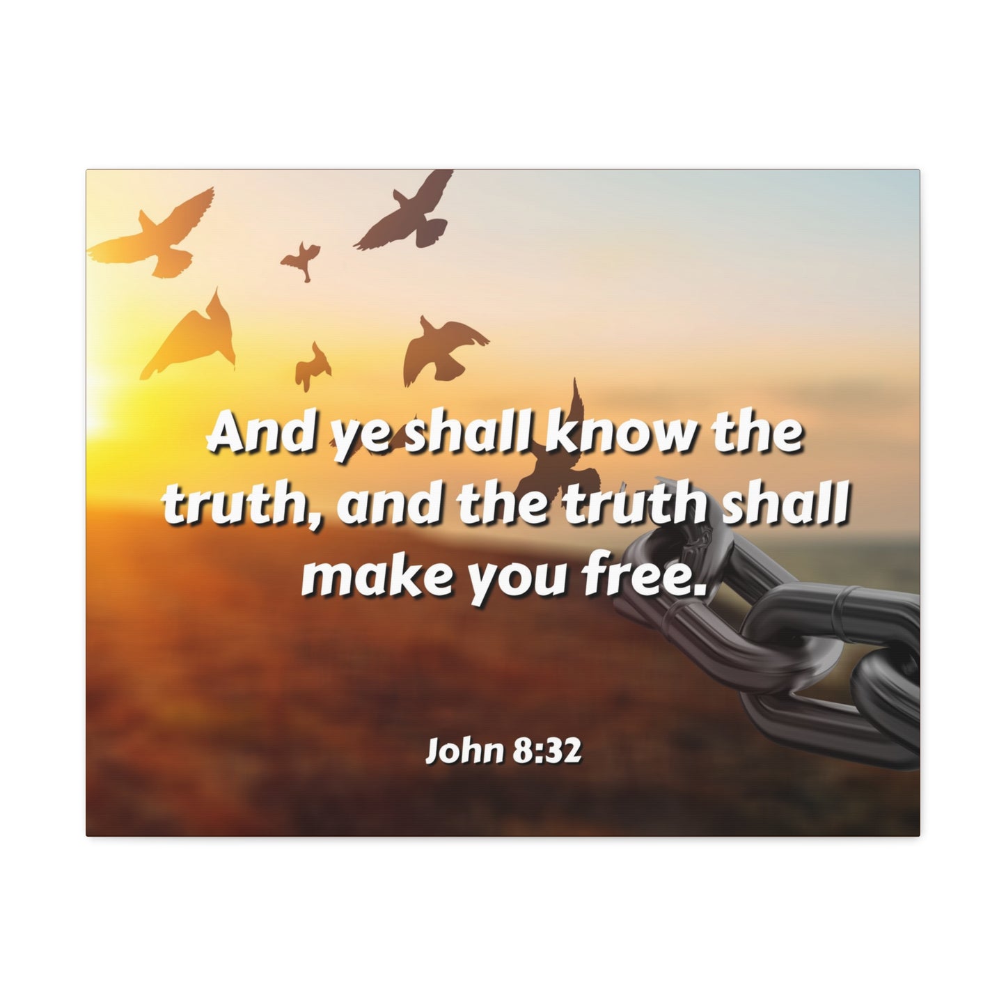 Scripture Canvas The Truth John 8:32 Christian Wall Art Bible Verse Print Ready to Hang