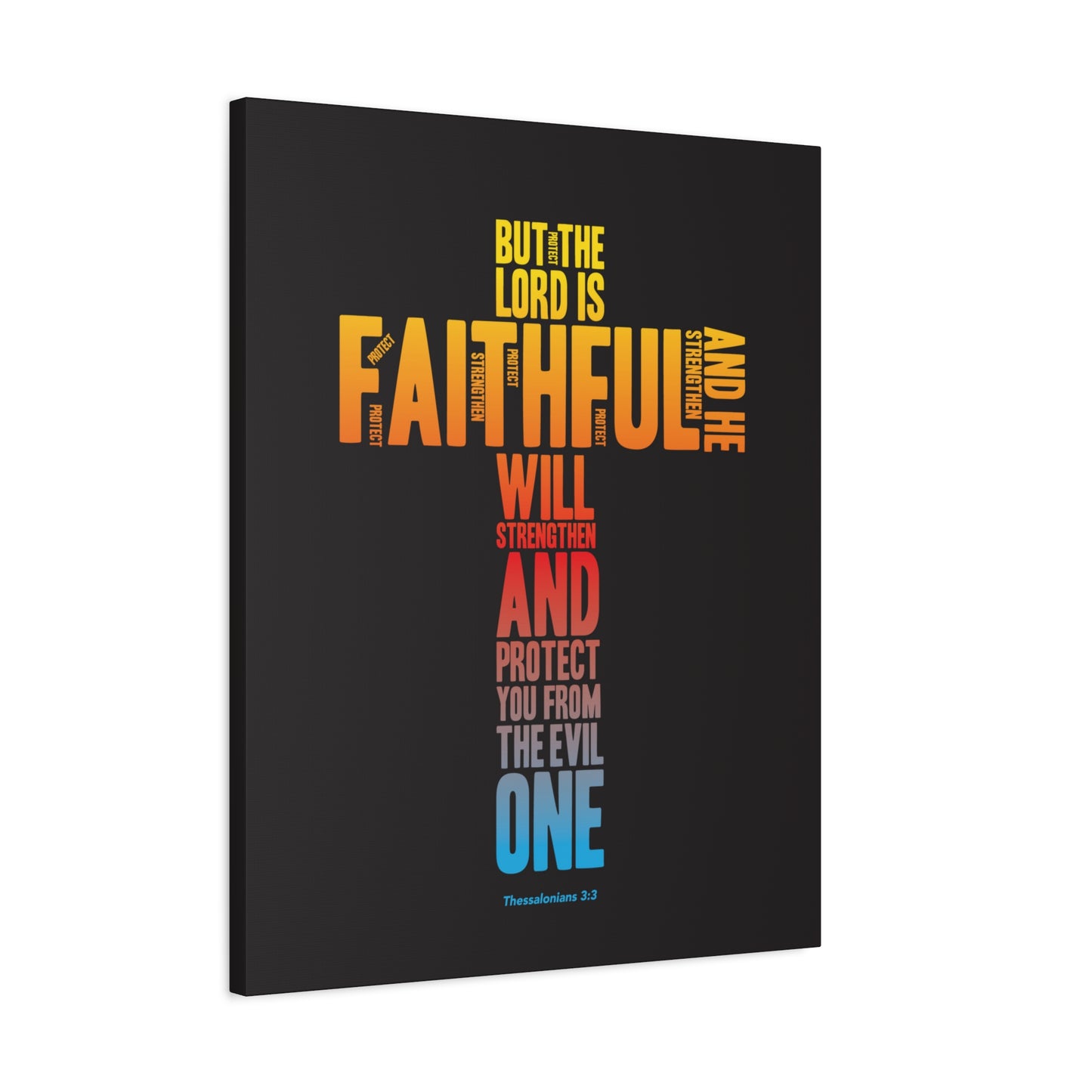Scripture Canvas Protect You From Evil Thessalonian 3:3 Christian Wall Art Bible Verse Print Ready to Hang