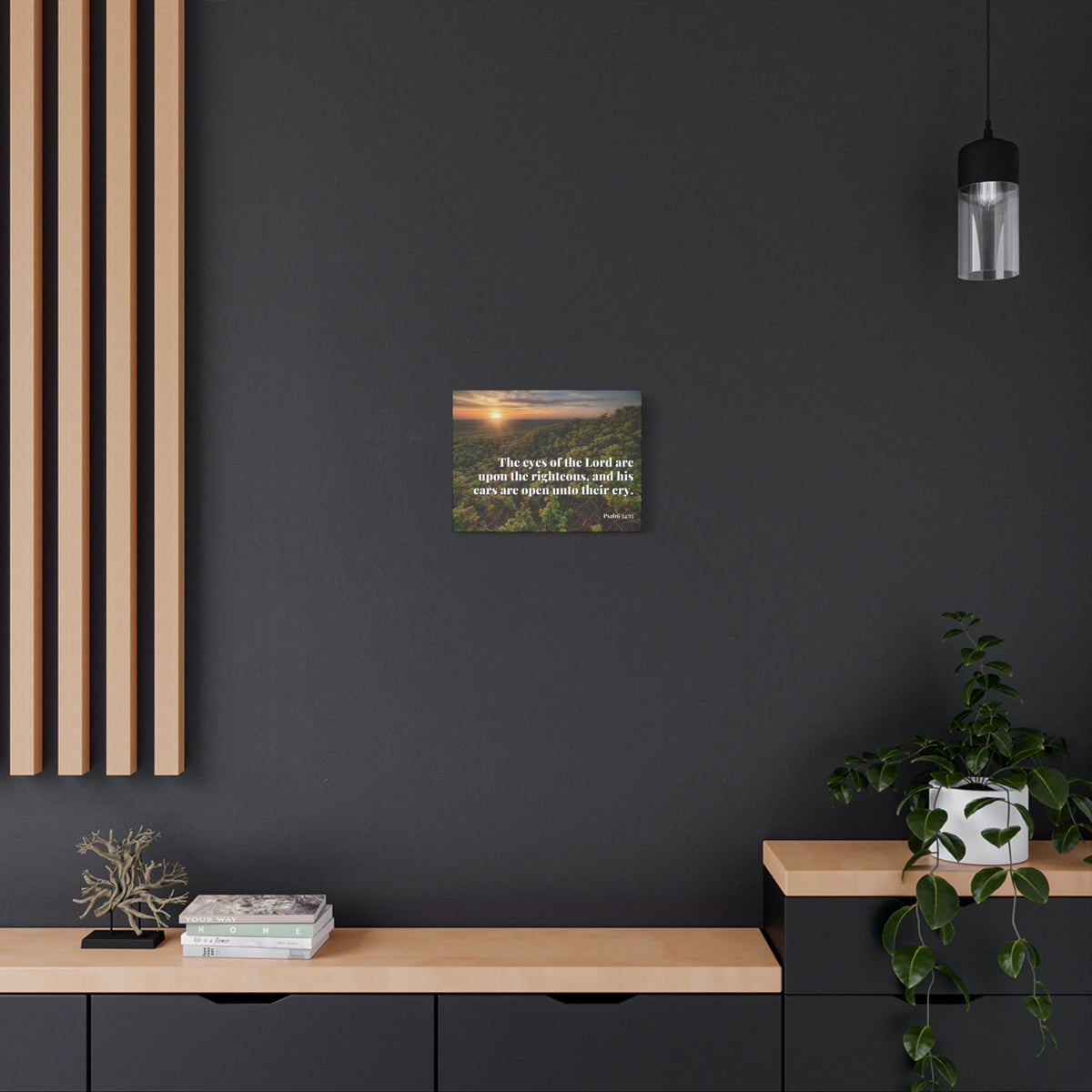 Scripture Canvas Eyes & Ears Of God Psalm 34:15 Christian Wall Art Bible Verse Print Ready to Hang