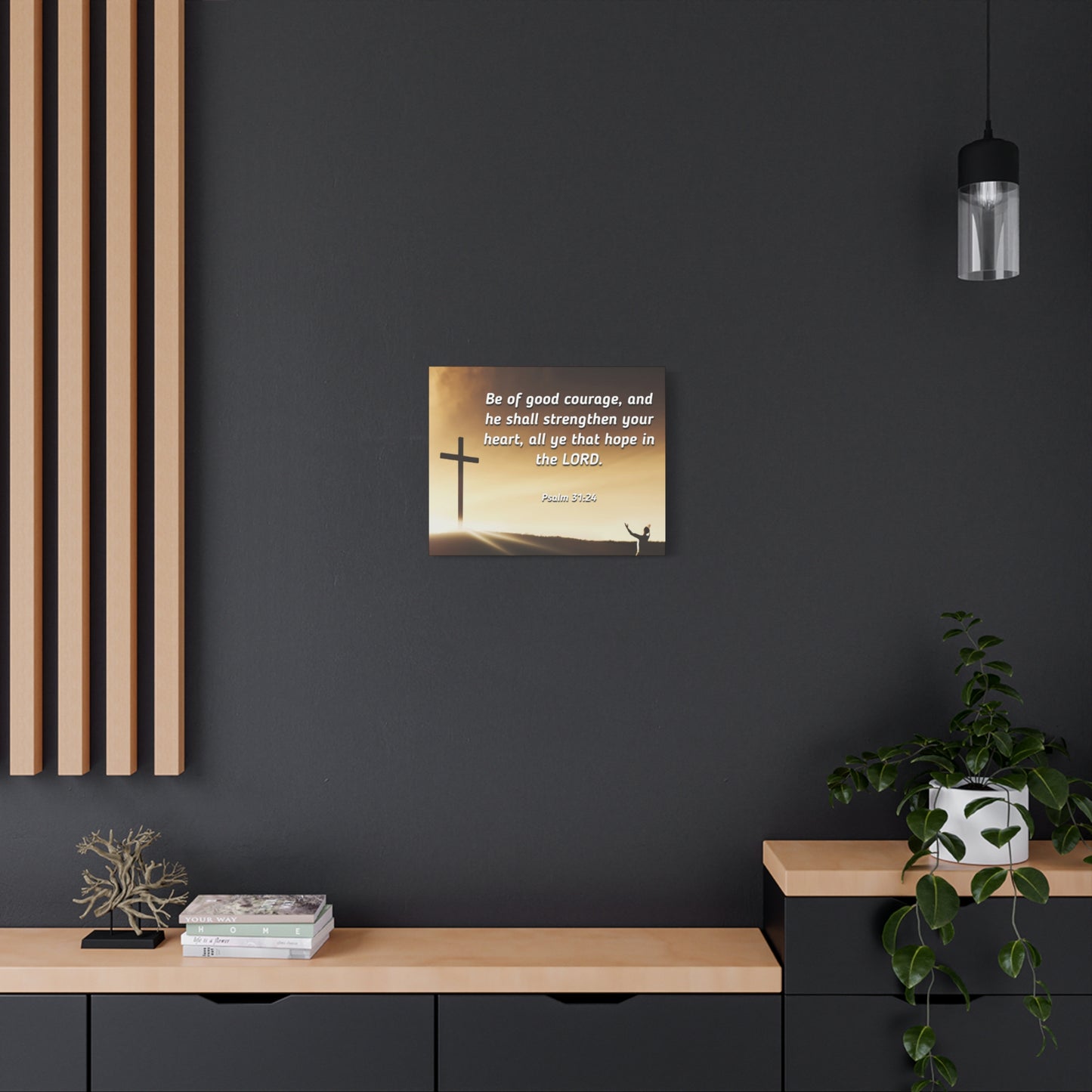 Scripture Canvas Good Courage Psalms 31:24 Christian Wall Art Bible Verse Print Ready to Hang