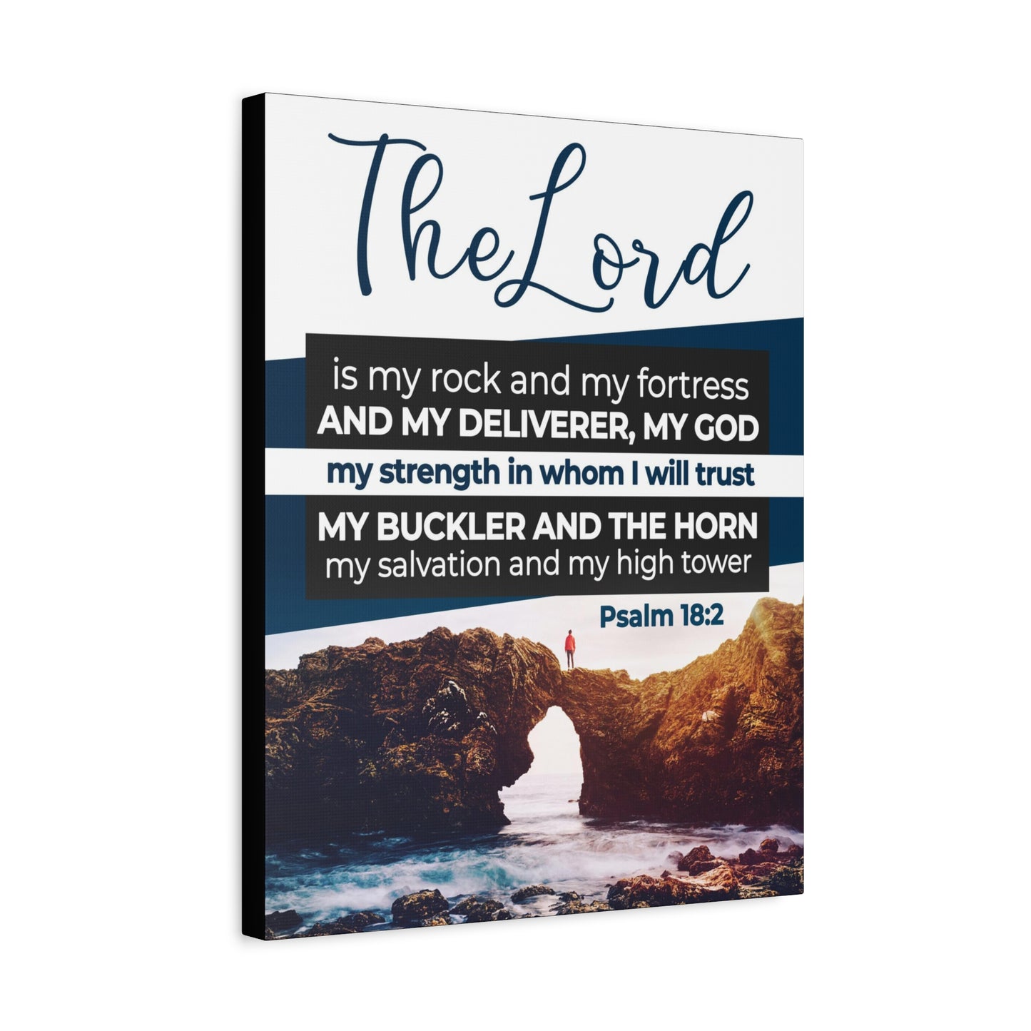 Scripture Canvas The Lord is My Rock Psalm 18:2 KJV Christian Wall Art Bible Verse Print Ready to Hang