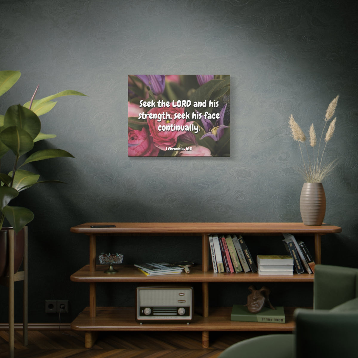 Scripture Canvas Seek The Lord 1 Chronicles 16:11 Christian Wall Art Bible Verse Print Ready to Hang