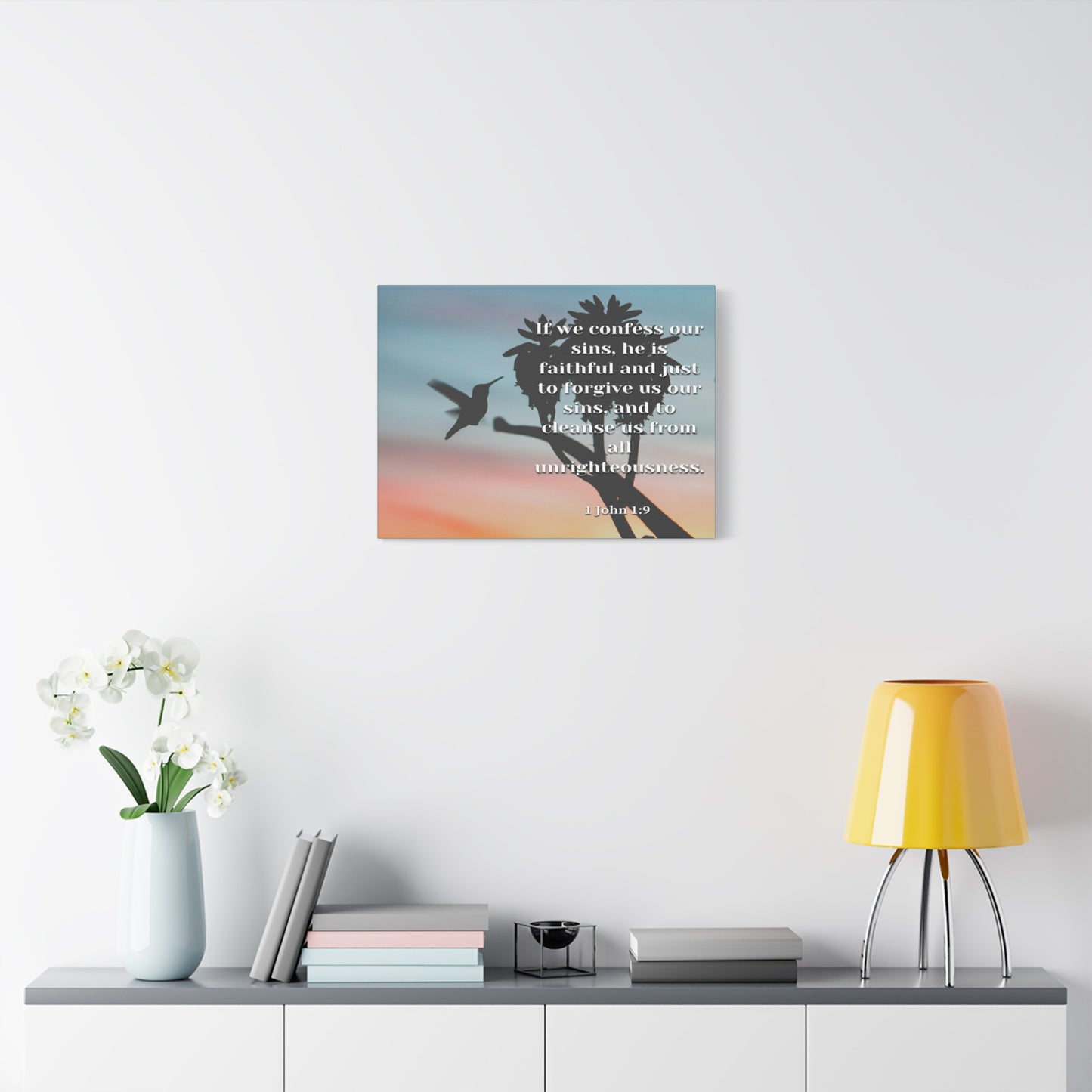Scripture Canvas Forgive Us 1 John 1:9 Christian Wall Art Bible Verse Print Ready to Hang