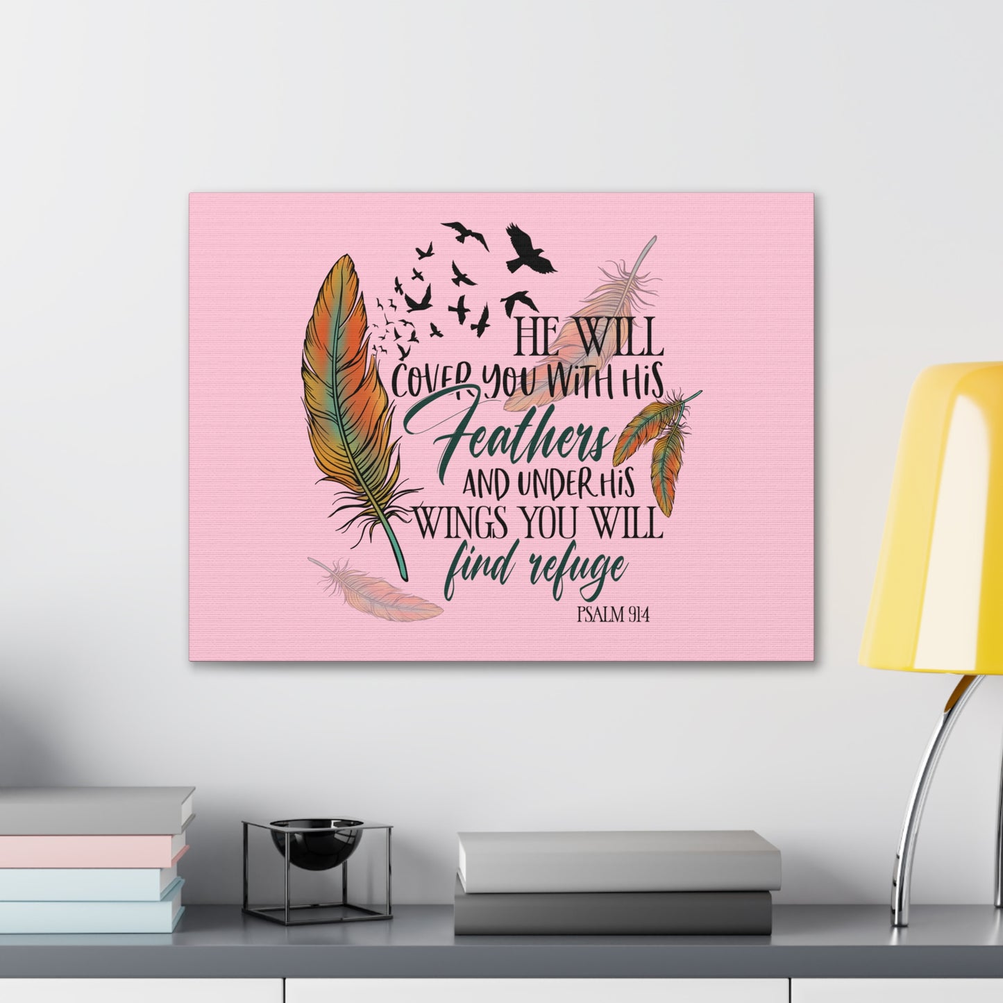 Under His Wings Psalm 19:4 Christian Wall Art Bible Verse Print Ready to Hang