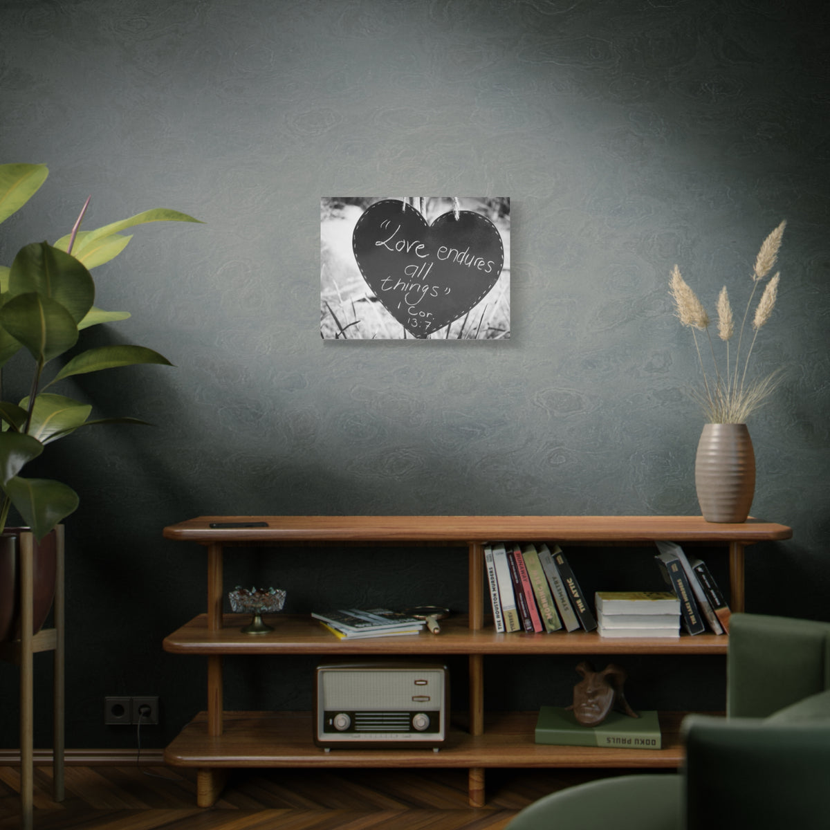 Scripture Canvas Love Endures 1 Cor 13:7 Christian Wall Art Bible Verse Print Ready to Hang