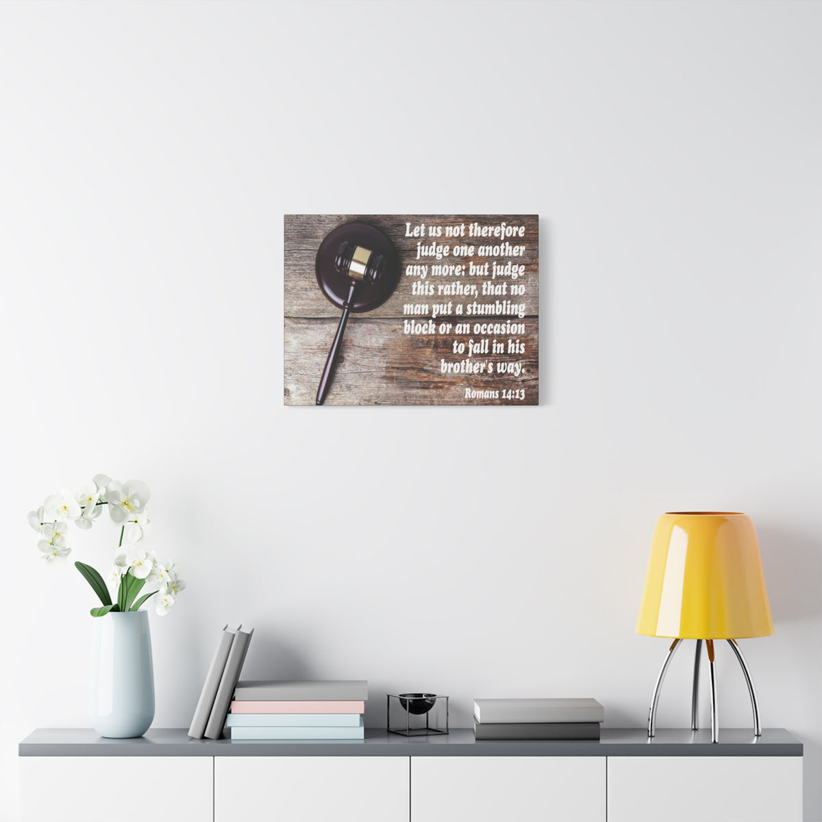 Scripture Canvas Not Judge One Another Romans 14:13 Christian Wall Art Bible Verse Print Ready to Hang