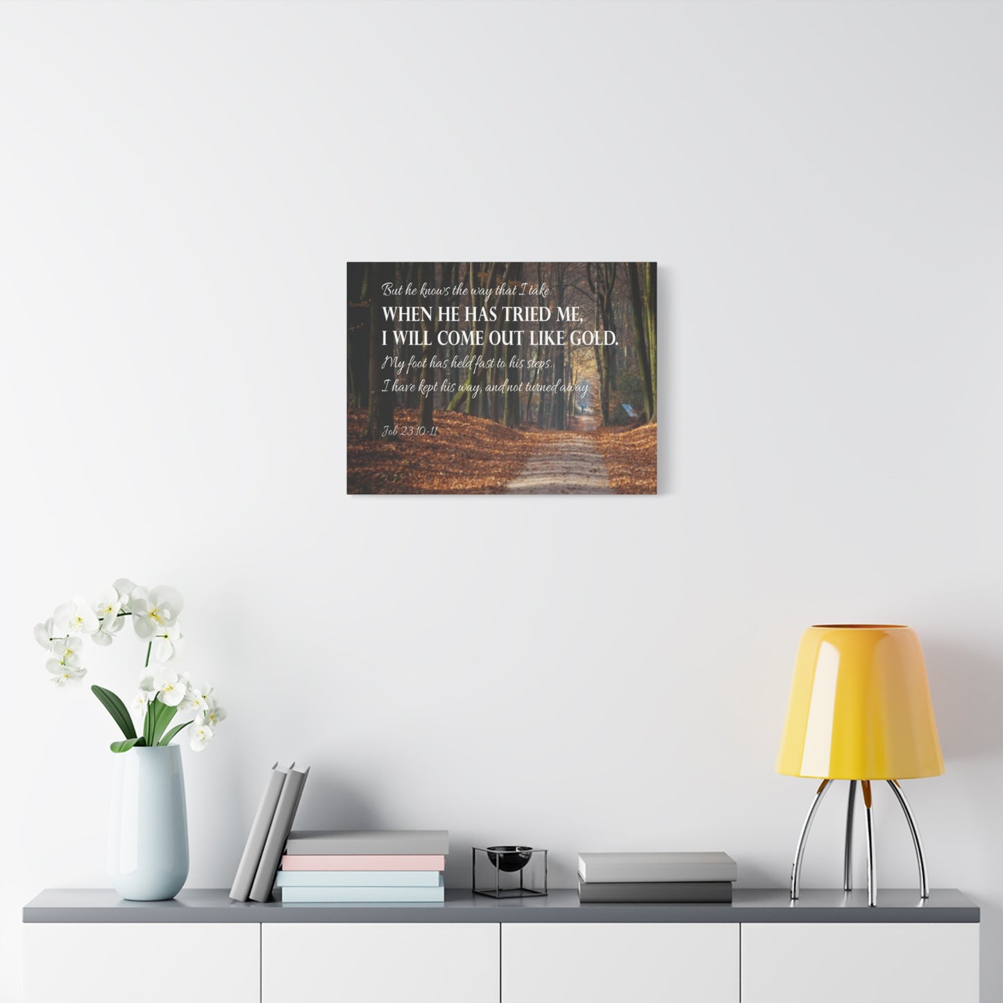 Bible Verse Canvas Come Out Like Gold Job 23:10-11 Scripture Wall Art Christian Home Decor