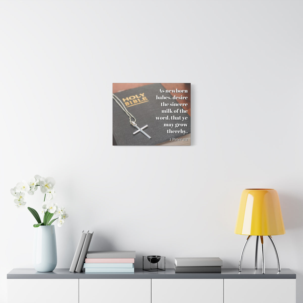 Scripture Canvas Grow 1 Peter 2:2 Christian Wall Art Bible Verse Print Ready to Hang