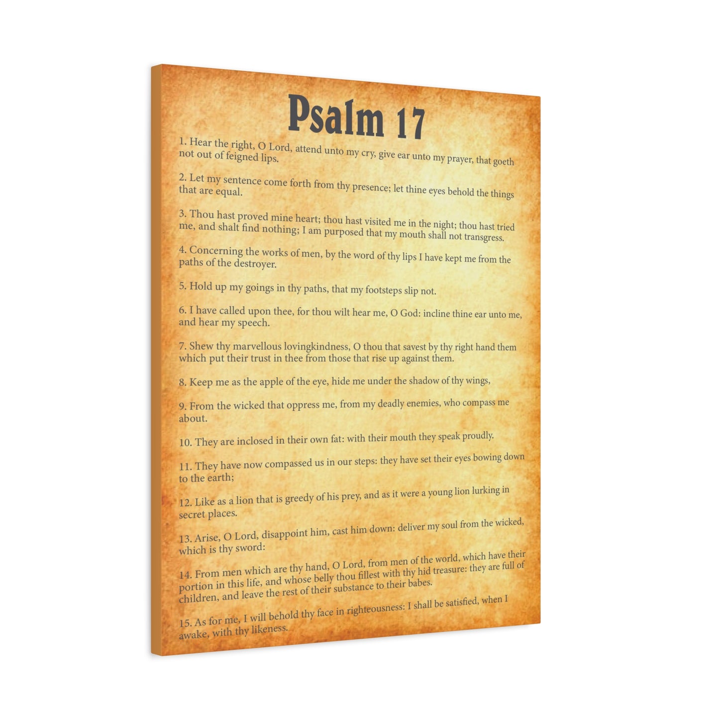 Scripture Walls Psalm 17 Gold Bible Chapter Canvas Christian Wall Art Ready to Hang