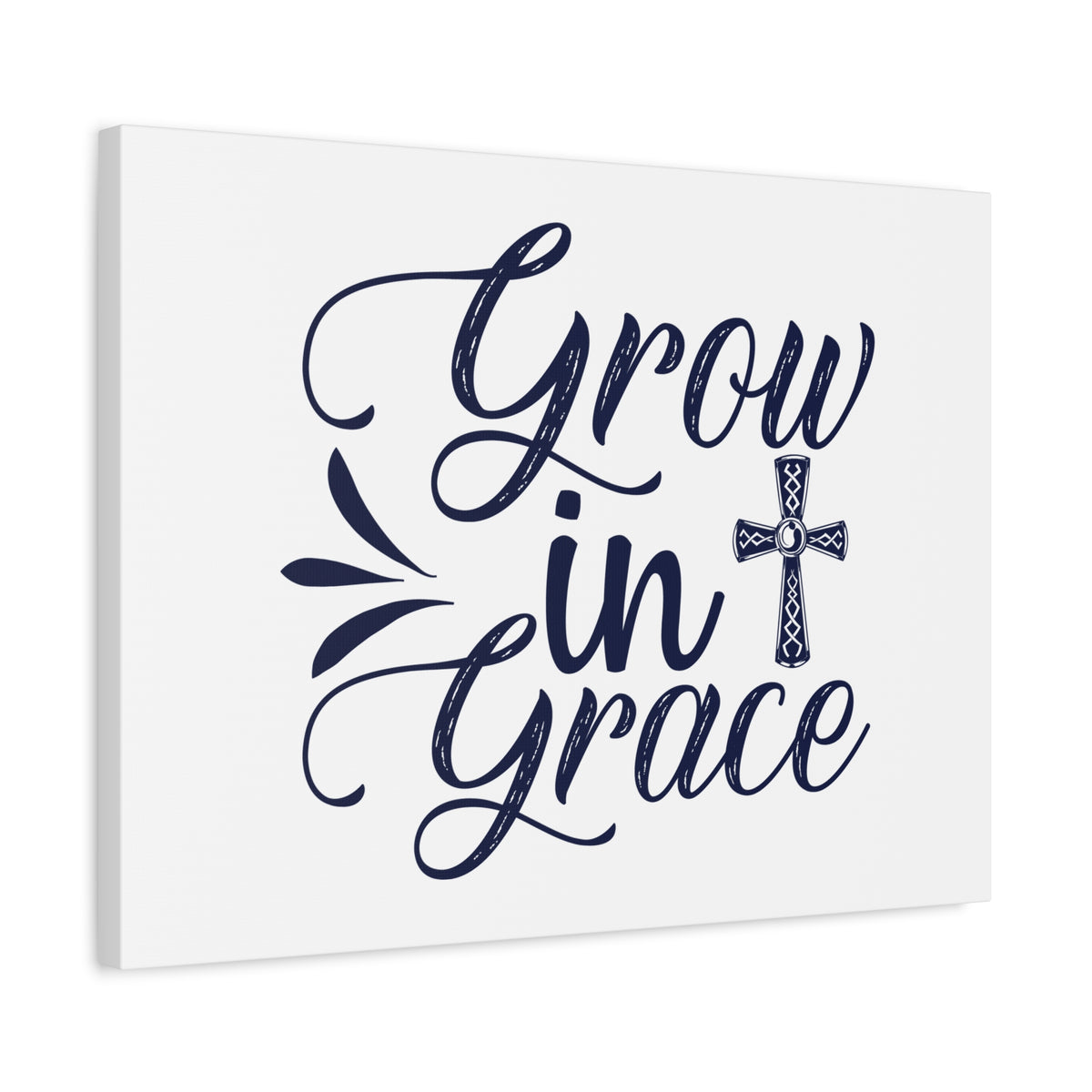 Scripture Canvas Grow In Grace 2 Peter 3:18 Ornamental Cross Christian Wall Art Bible Verse Print Ready to Hang