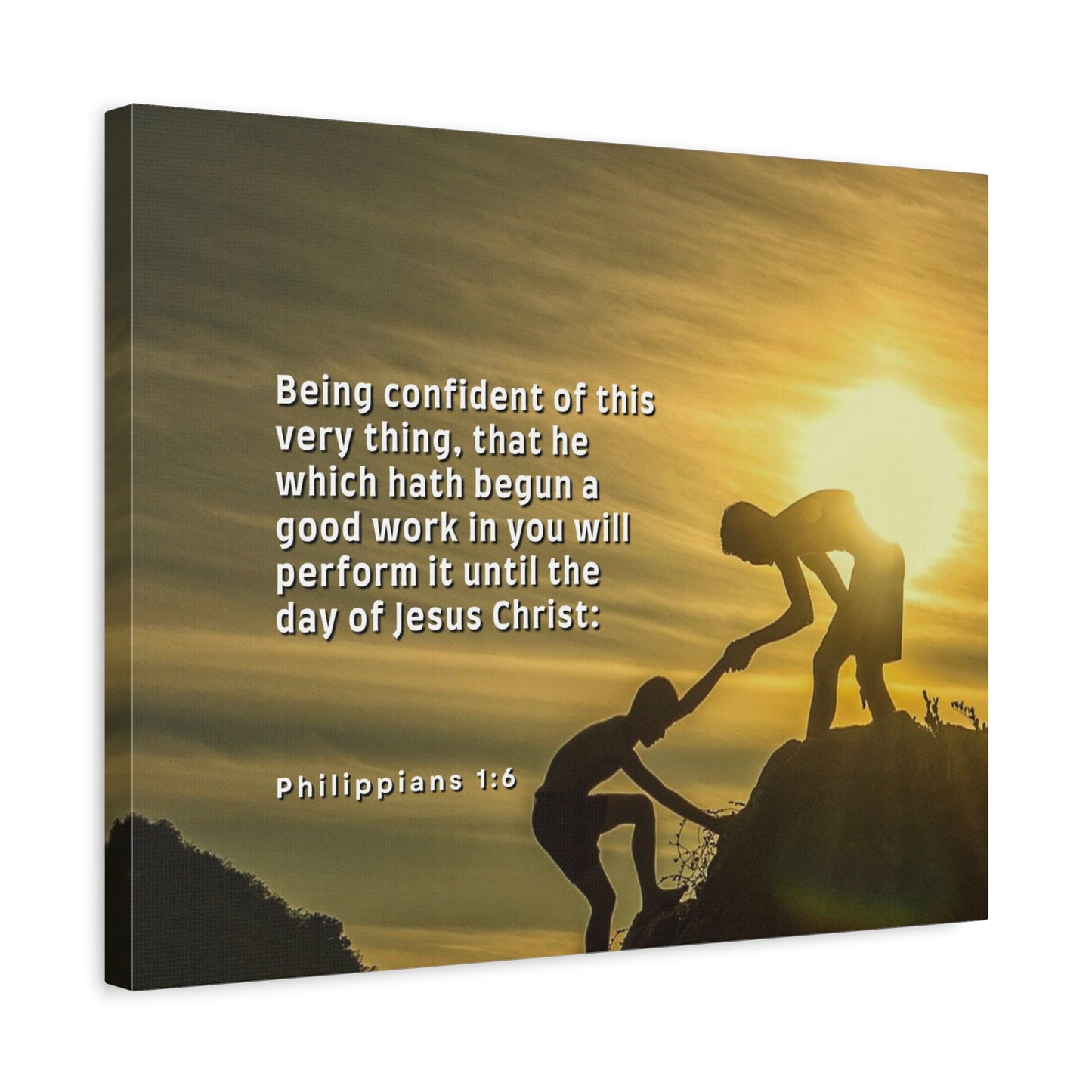 Scripture Canvas Being Confident Philippians 1:6 Christian Wall Art Bible Verse Print Ready to Hang