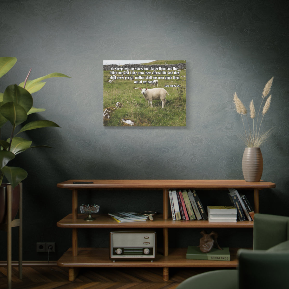 Scripture Canvas Hear My Voice John 10:27-28 Christian Wall Art Bible Verse Print Ready to Hang