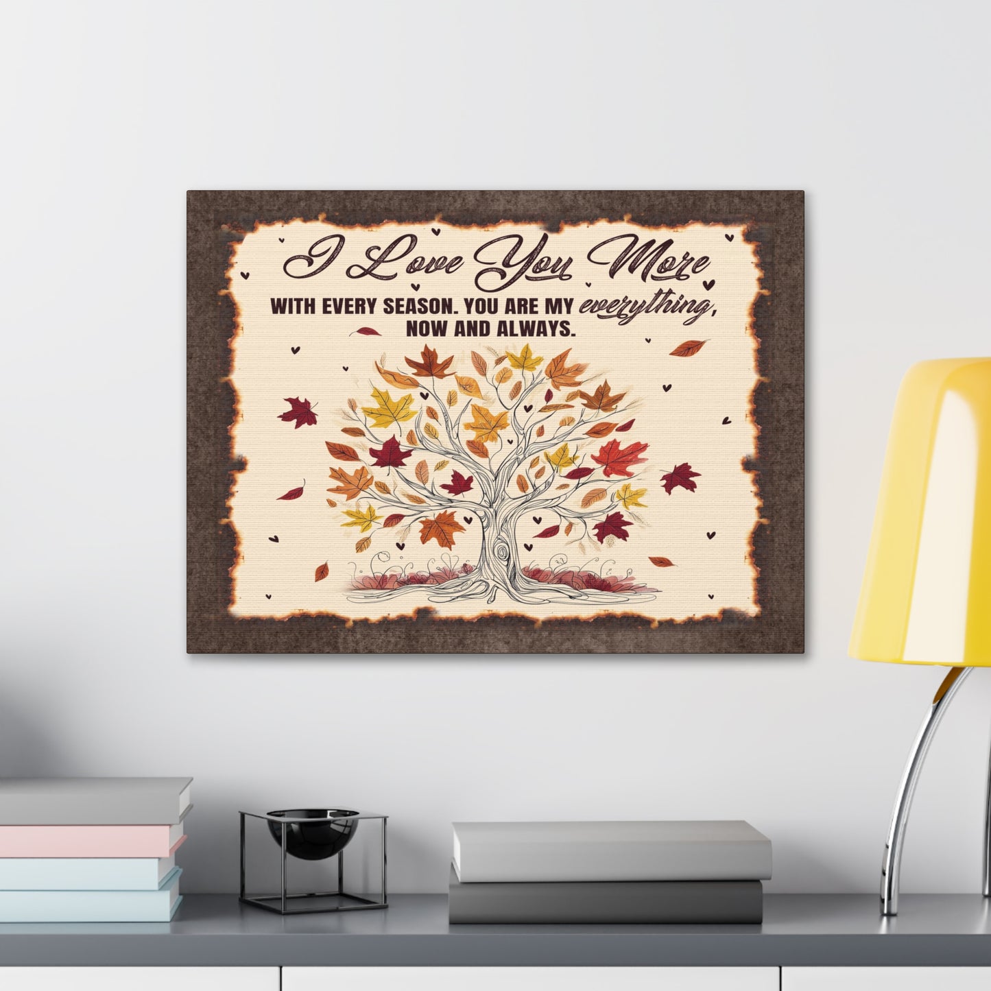 To My Wife I Love You More - Seasonal Tree of Love Canvas Wall Art - Heartfelt Gift for Every Season