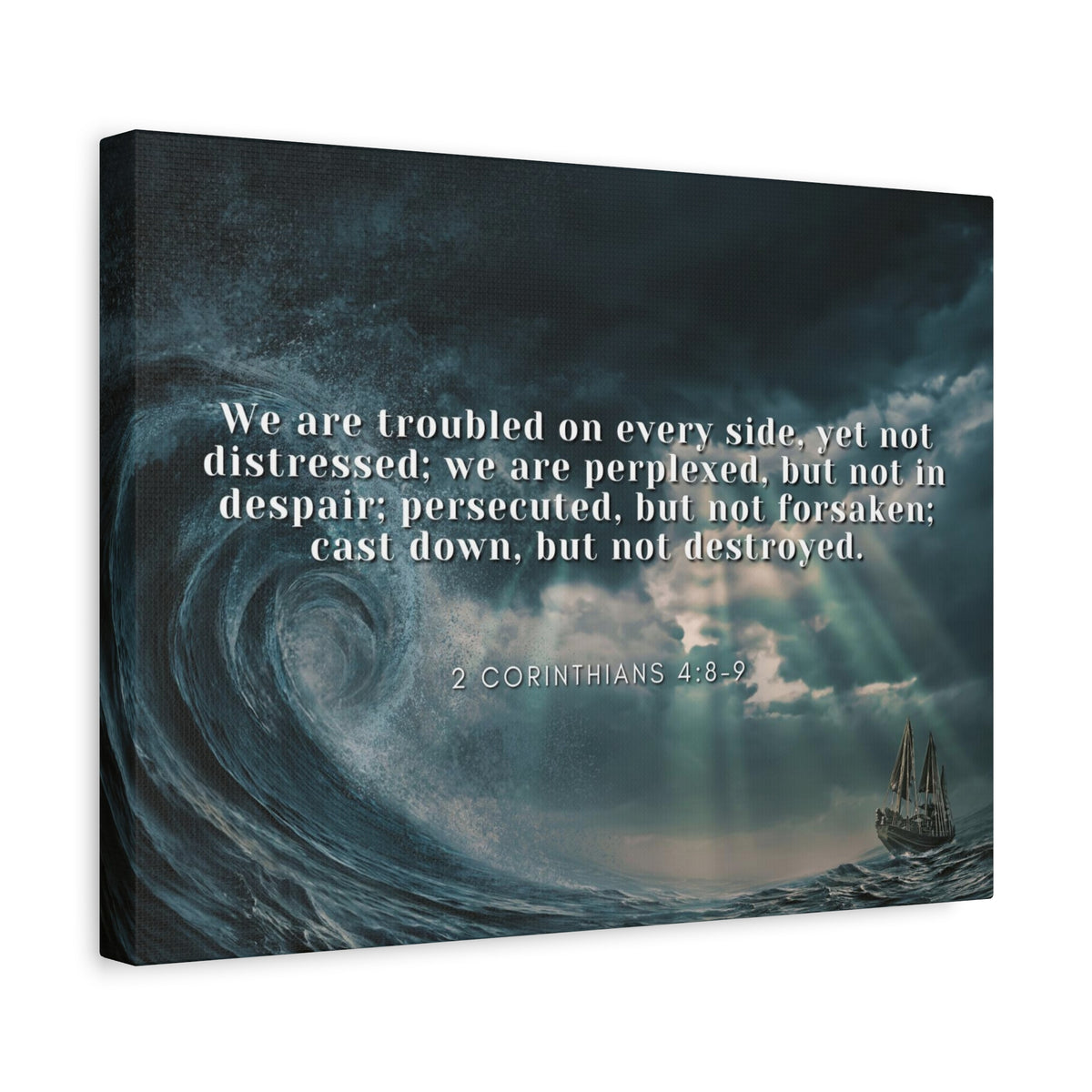 Scripture Canvas Adversity 2 Corinthians 4:8-9 Christian Wall Art Bible Verse Print Ready to Hang