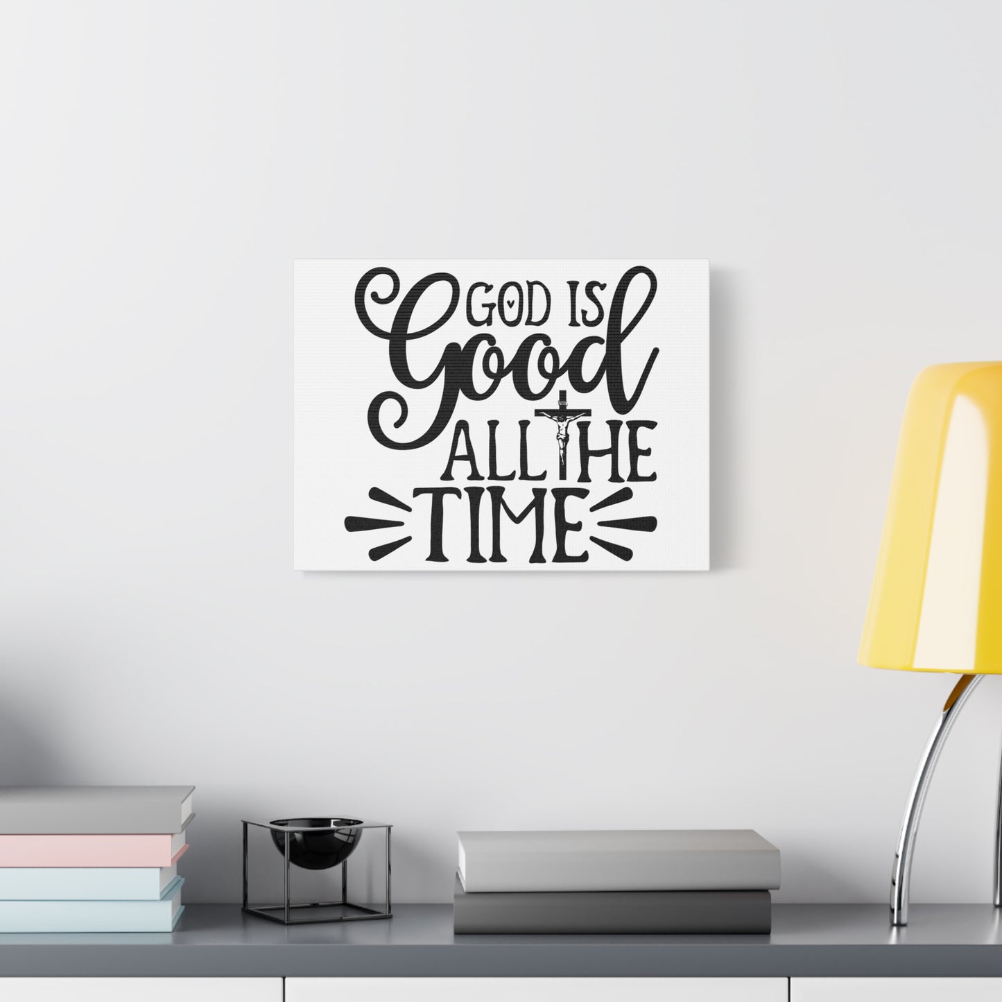 Scripture Walls God Is Good All The Time Psalm 34:8 Cross Christian Wall Art Print Ready to Hang
