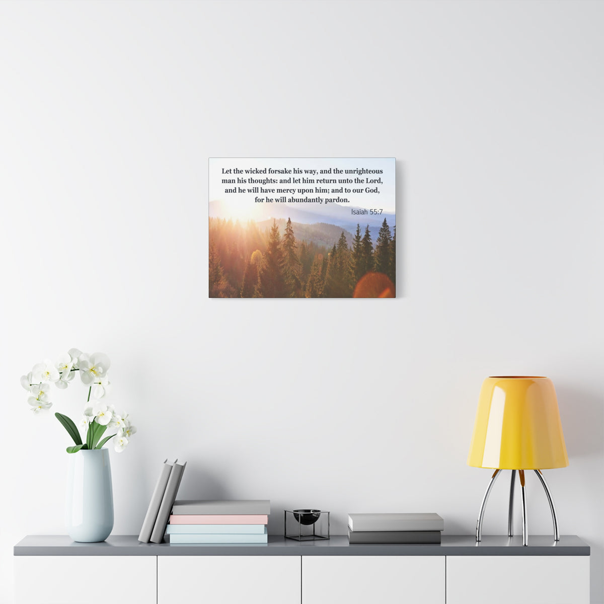 Scripture Canvas Abundantly Pardon Isaiah 55:7 Christian Wall Art Bible Verse Print Ready to Hang