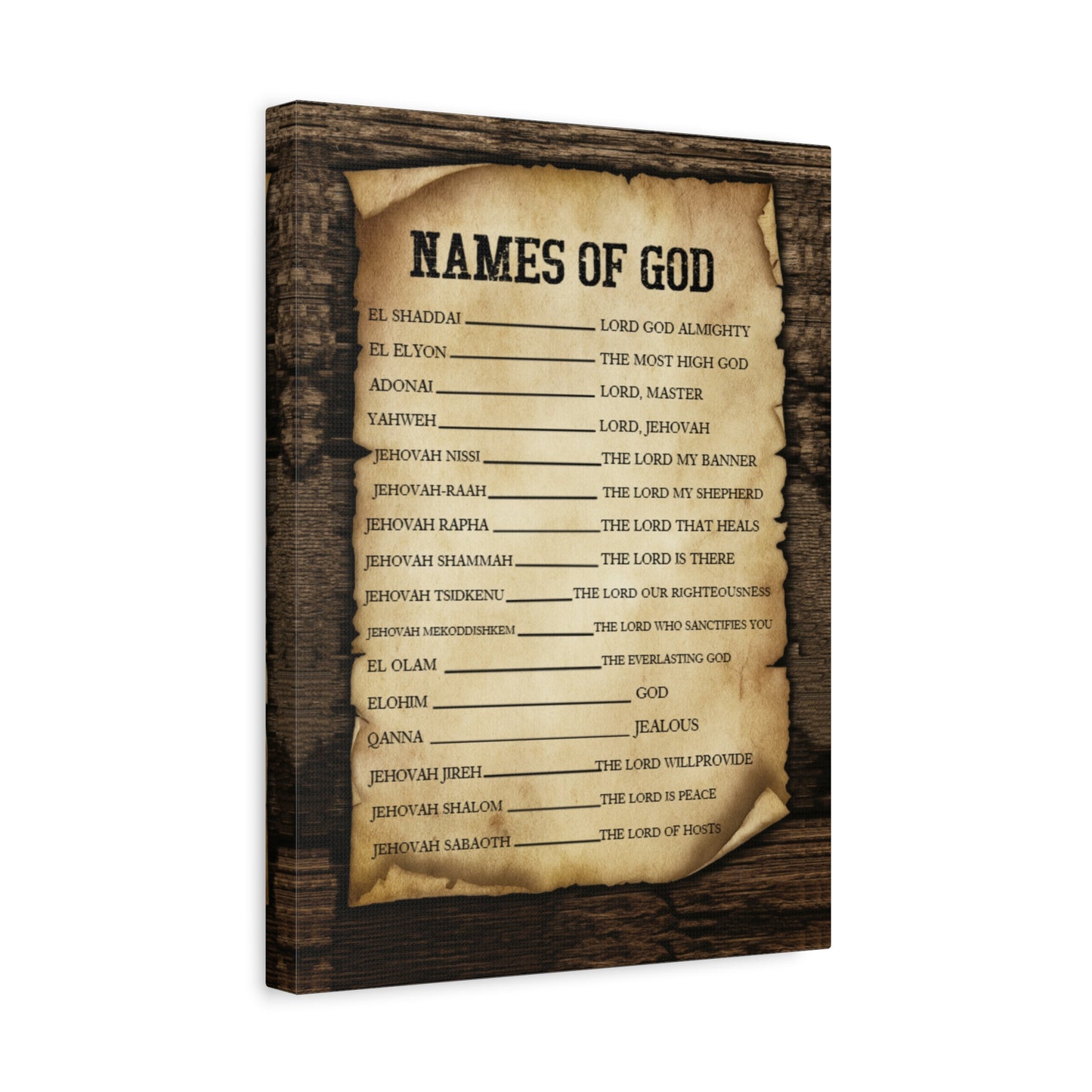 Scripture Canvas Names of God Christian Wall Art Bible Verse Print Ready to Hang