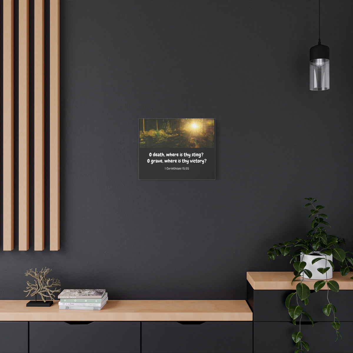 Scripture Canvas Victory Over Death 1 Corinthians 15:55 Christian Wall Art Bible Verse Print Ready to Hang
