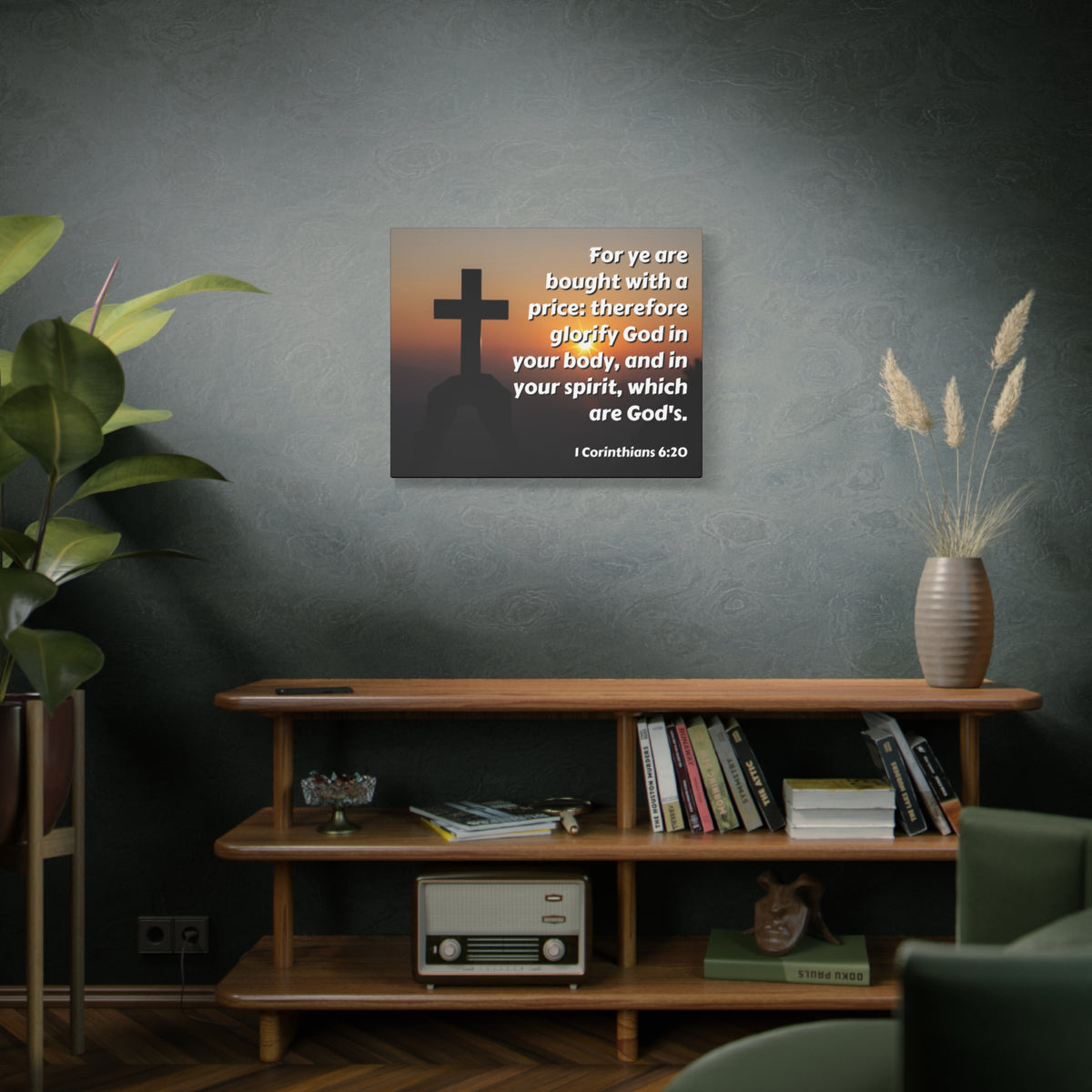 Scripture Canvas Glorify God 1 Corinthians 6:20 Christian Wall Art Bible Verse Print Ready to Hang